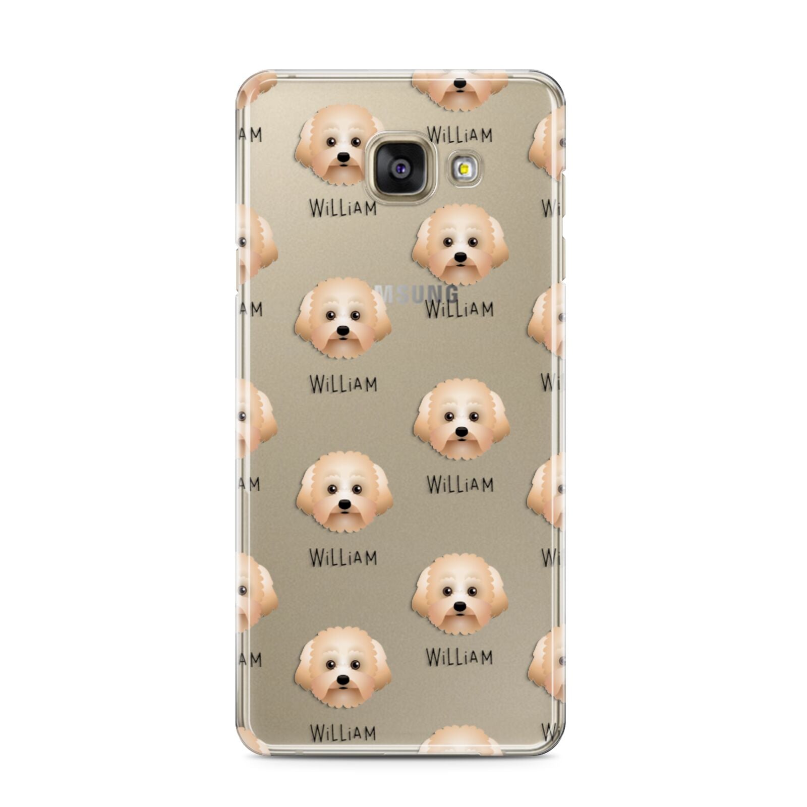 Malti Poo Icon with Name Samsung Galaxy A3 2016 Case on gold phone