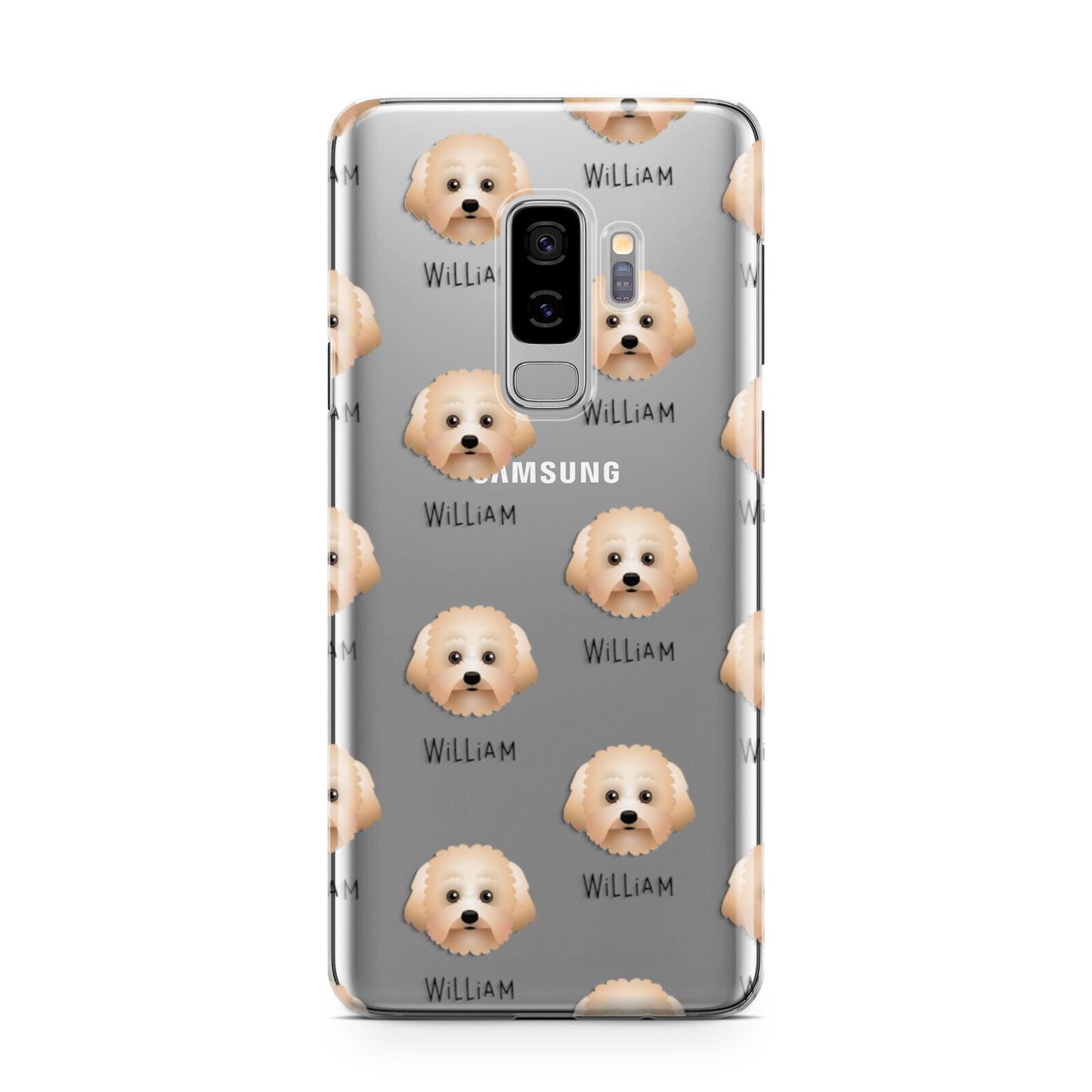 Malti Poo Icon with Name Samsung Galaxy S9 Plus Case on Silver phone