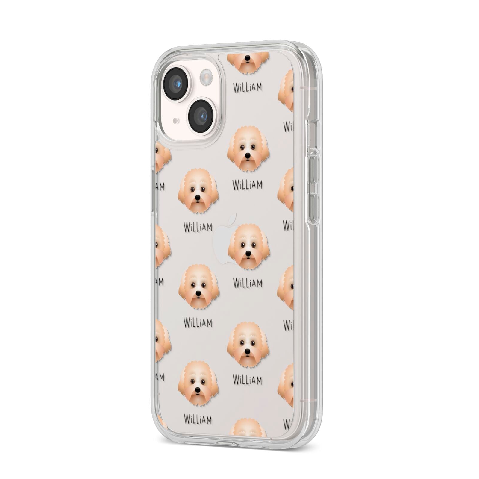 Malti Poo Icon with Name iPhone 14 Clear Tough Case Starlight Angled Image