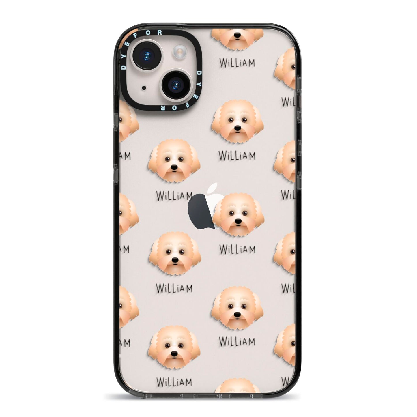 Malti Poo Icon with Name iPhone 14 Plus Black Impact Case on Silver phone