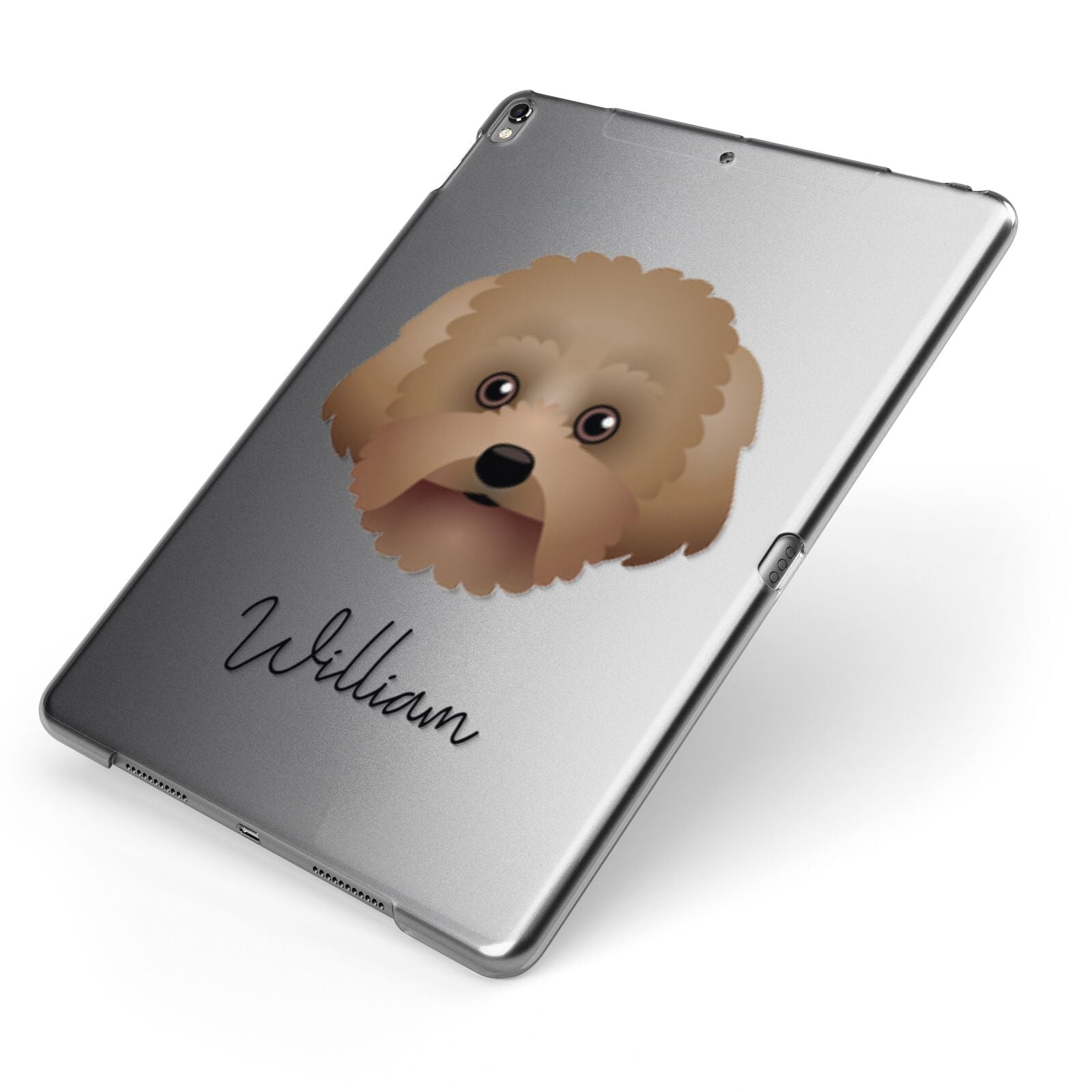 Malti Poo Personalised Apple iPad Case on Grey iPad Side View