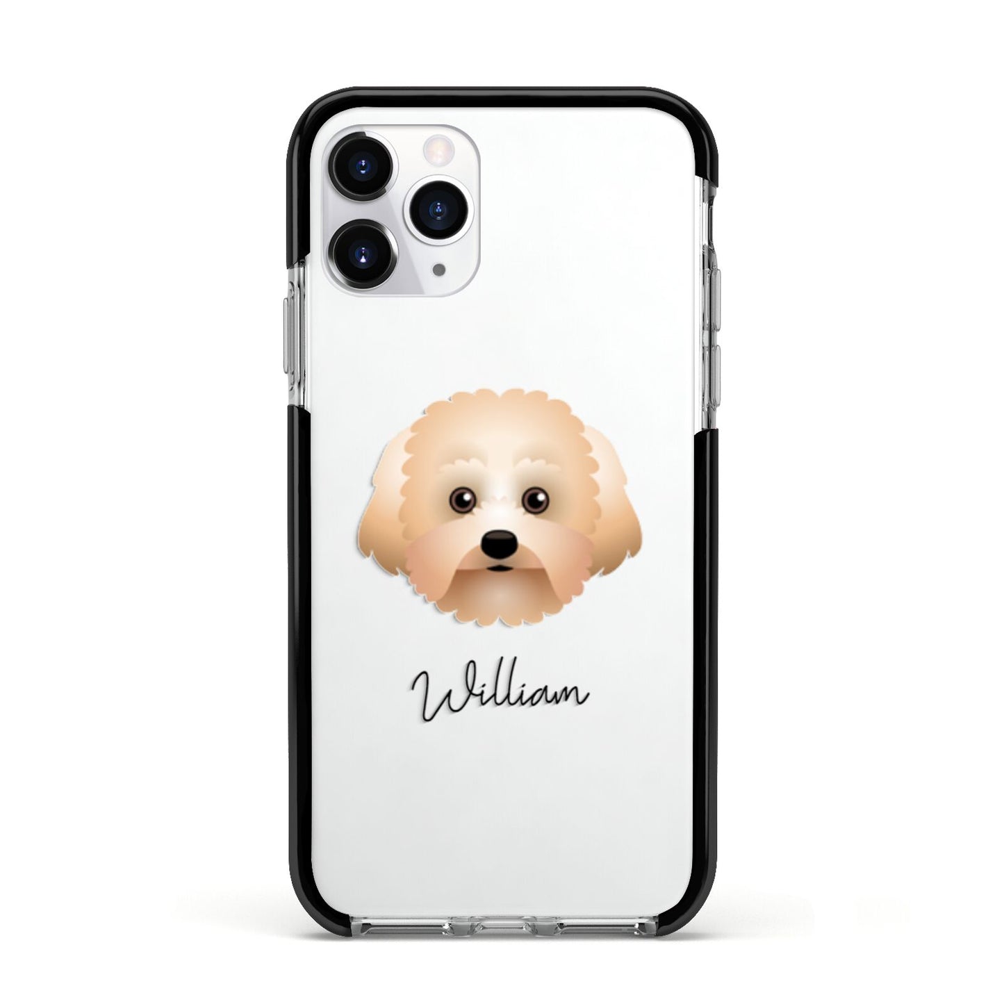 Malti Poo Personalised Apple iPhone 11 Pro in Silver with Black Impact Case