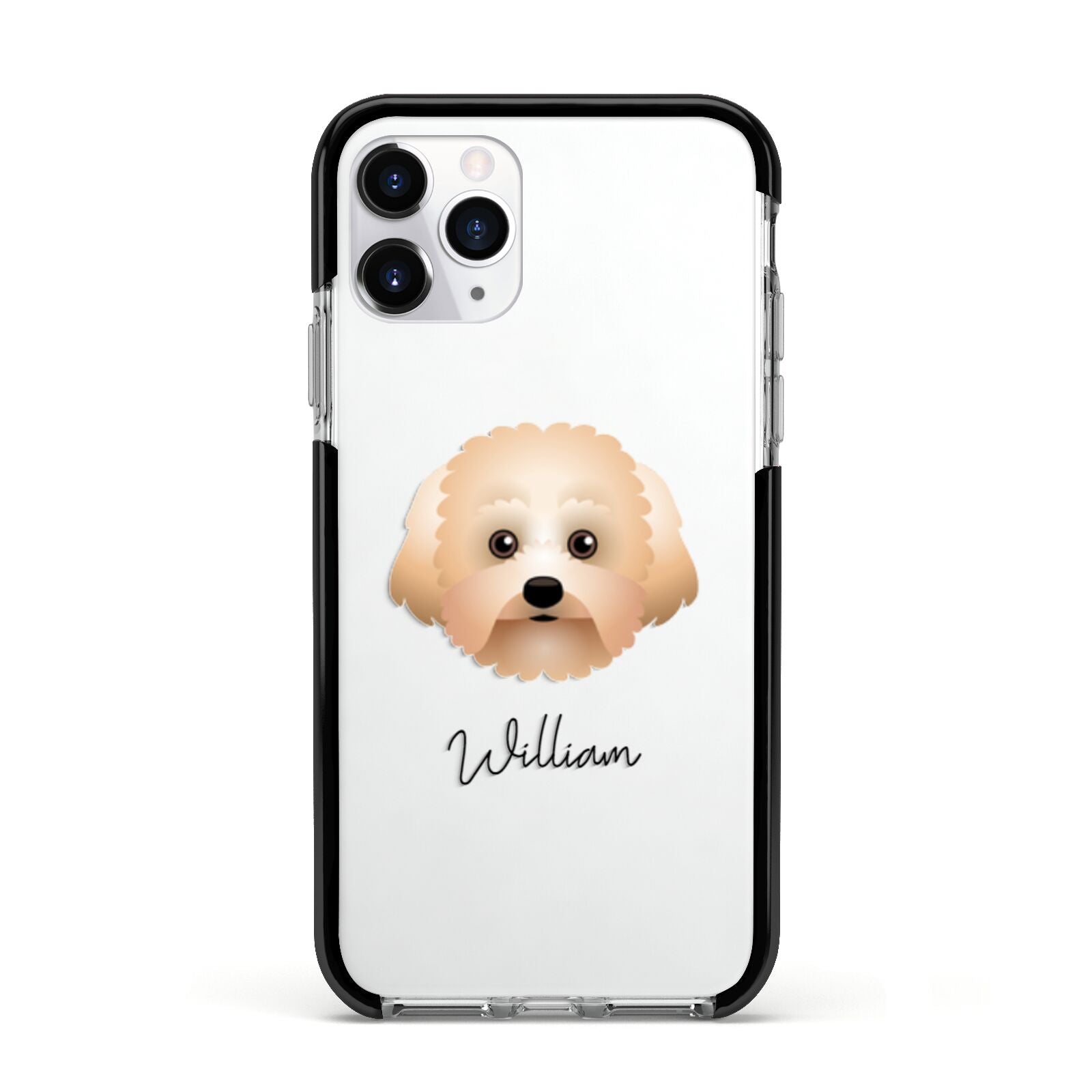Malti Poo Personalised Apple iPhone 11 Pro in Silver with Black Impact Case