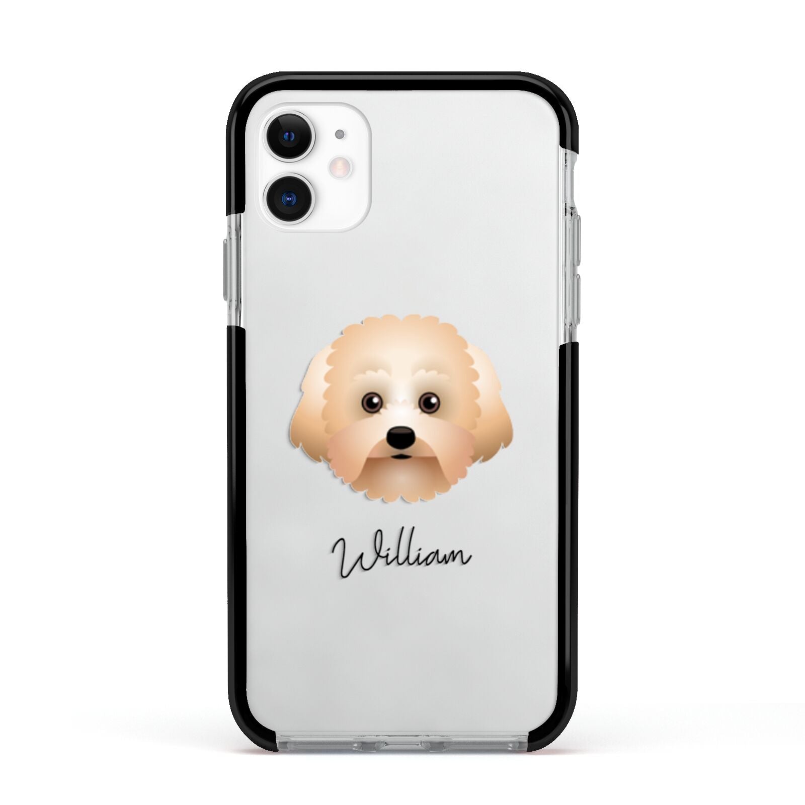 Malti Poo Personalised Apple iPhone 11 in White with Black Impact Case