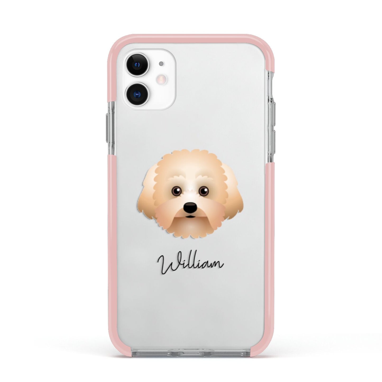 Malti Poo Personalised Apple iPhone 11 in White with Pink Impact Case