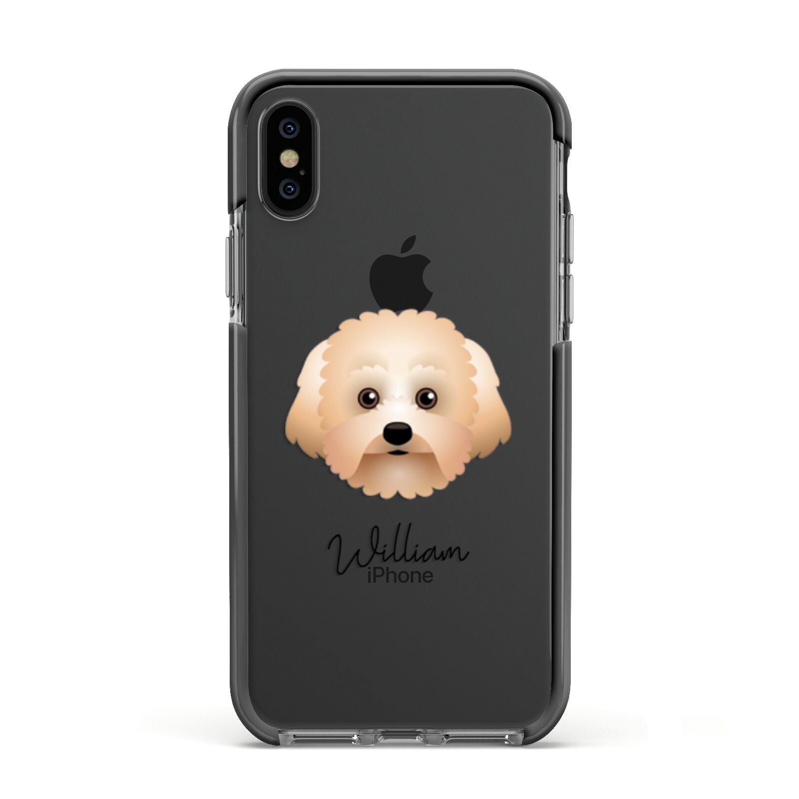 Malti Poo Personalised Apple iPhone Xs Impact Case Black Edge on Black Phone