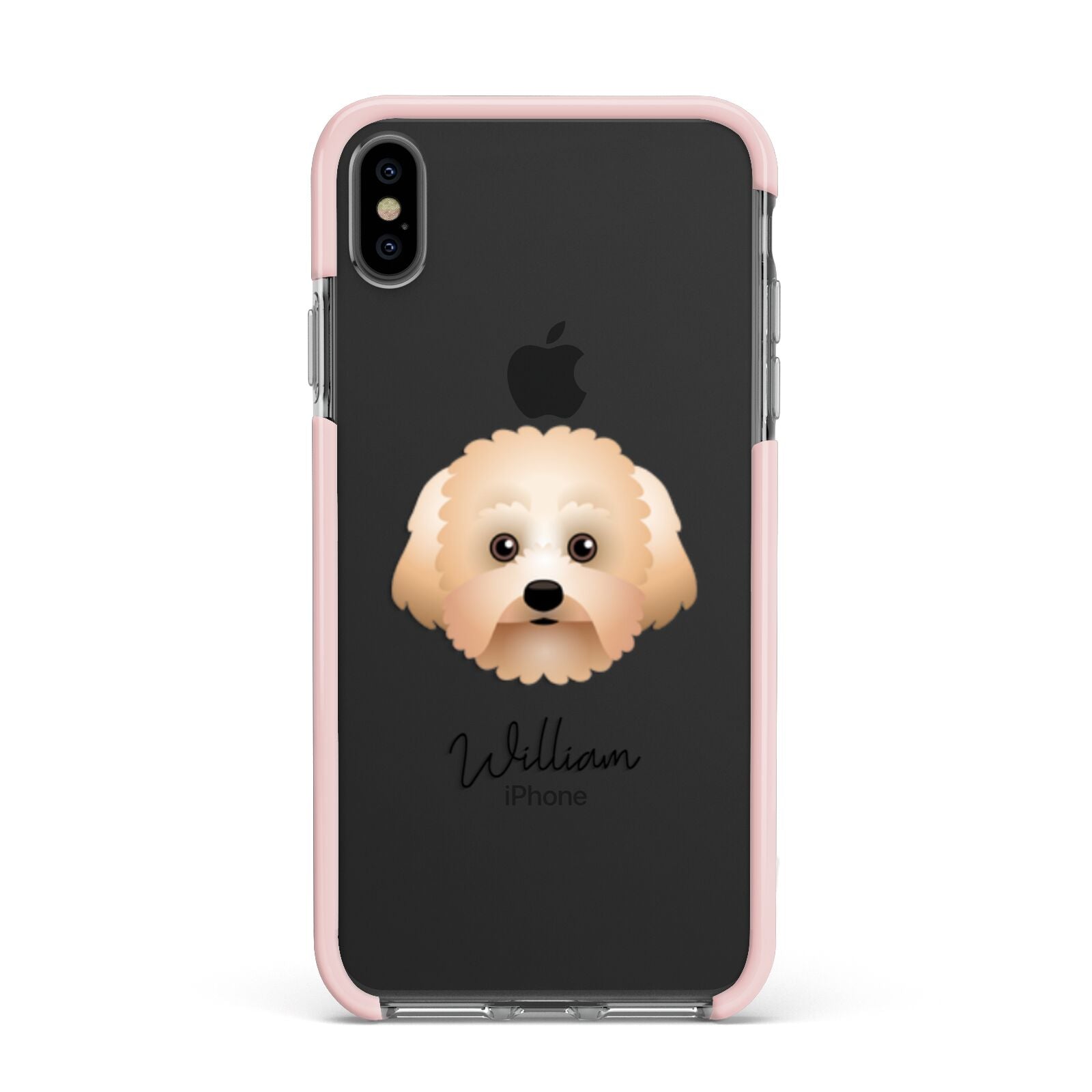 Malti Poo Personalised Apple iPhone Xs Max Impact Case Pink Edge on Black Phone