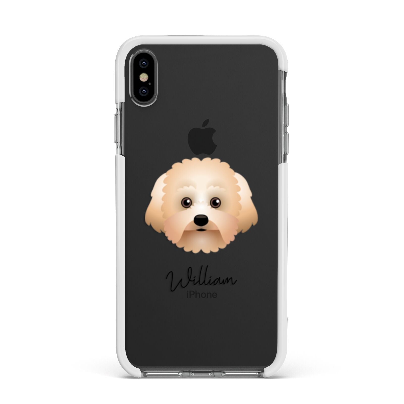 Malti Poo Personalised Apple iPhone Xs Max Impact Case White Edge on Black Phone