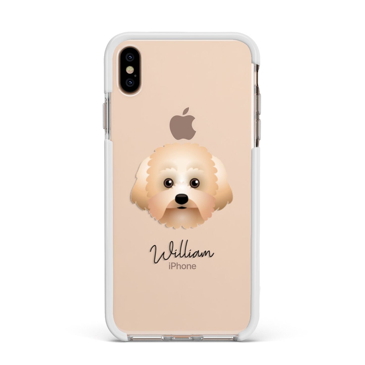 Malti Poo Personalised Apple iPhone Xs Max Impact Case White Edge on Gold Phone