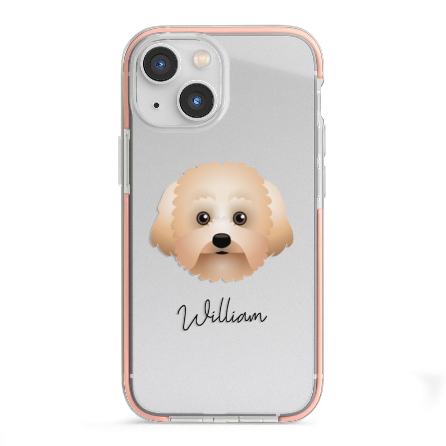 Malti Poo Personalised iPhone 13 Mini TPU Impact Case with Pink Edges