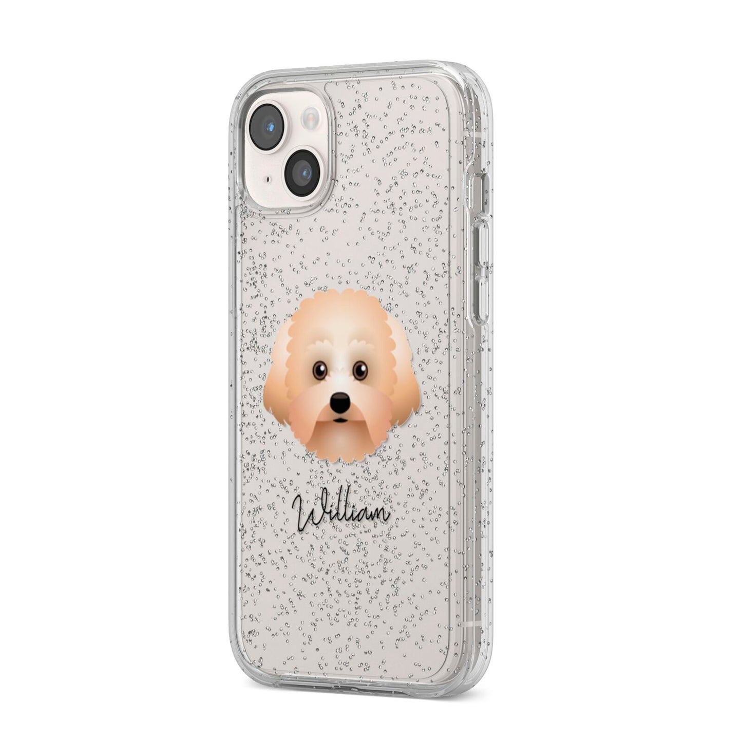 Malti Poo Personalised iPhone 14 Plus Glitter Tough Case Starlight Angled Image
