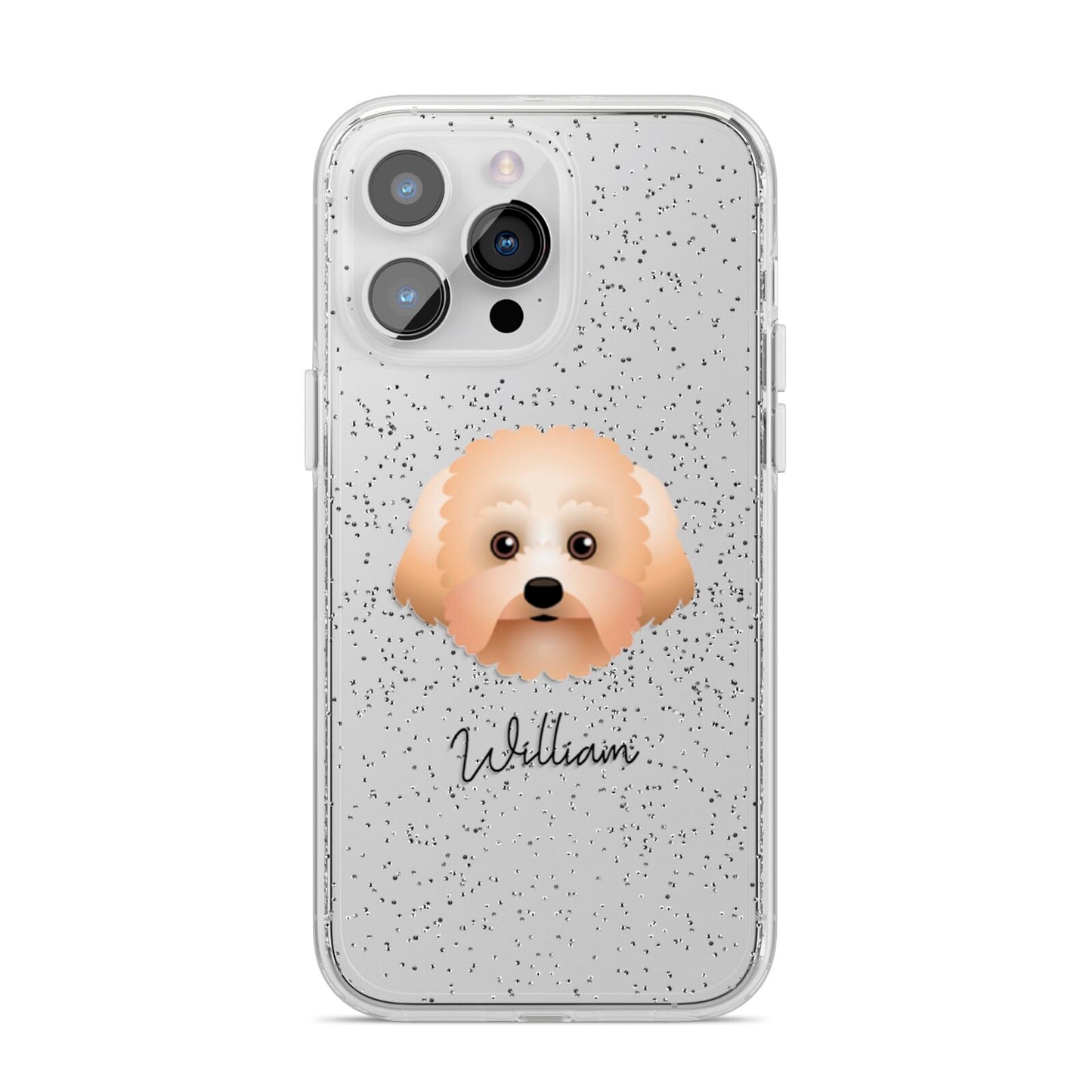 Malti Poo Personalised iPhone 14 Pro Max Glitter Tough Case Silver