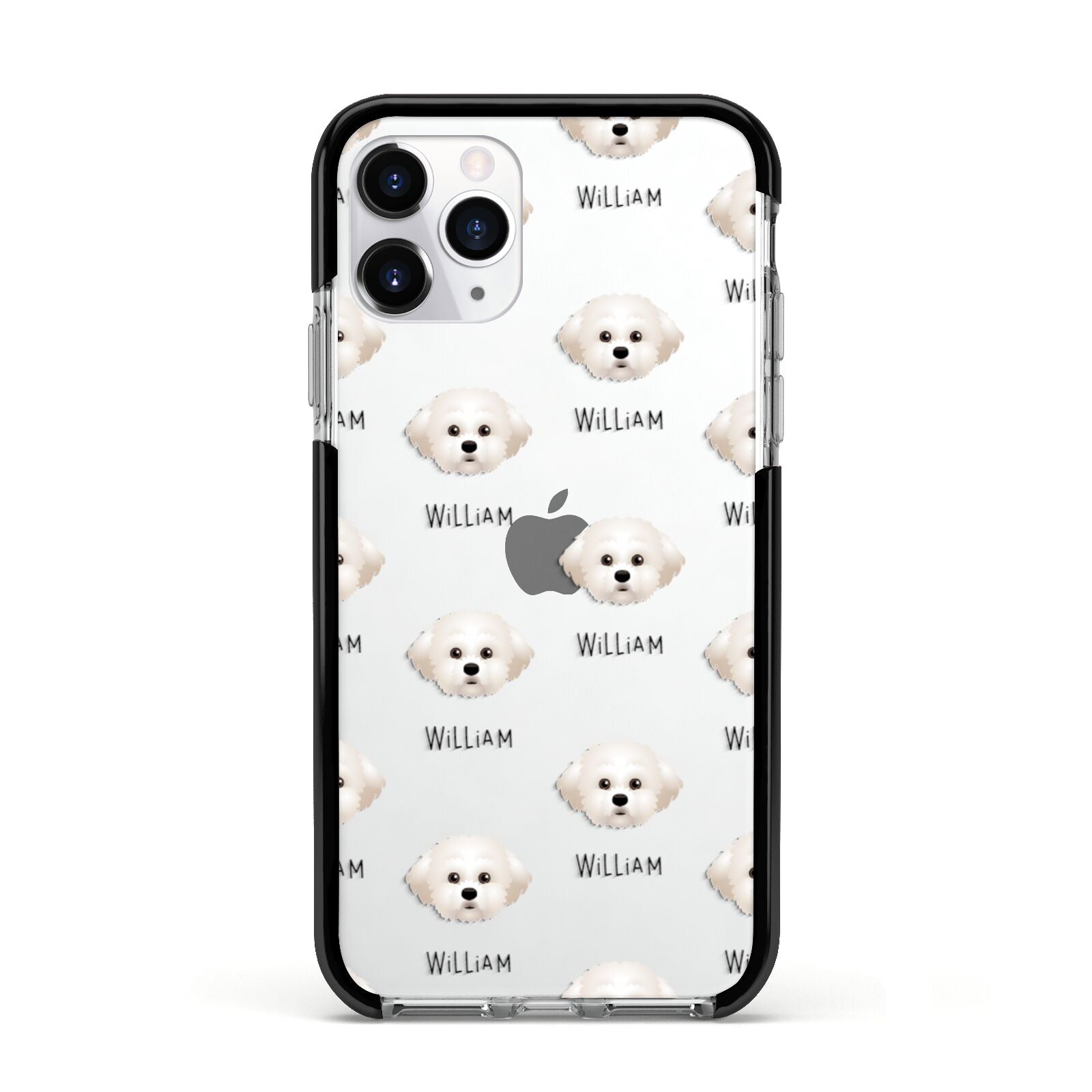 Maltichon Icon with Name Apple iPhone 11 Pro in Silver with Black Impact Case