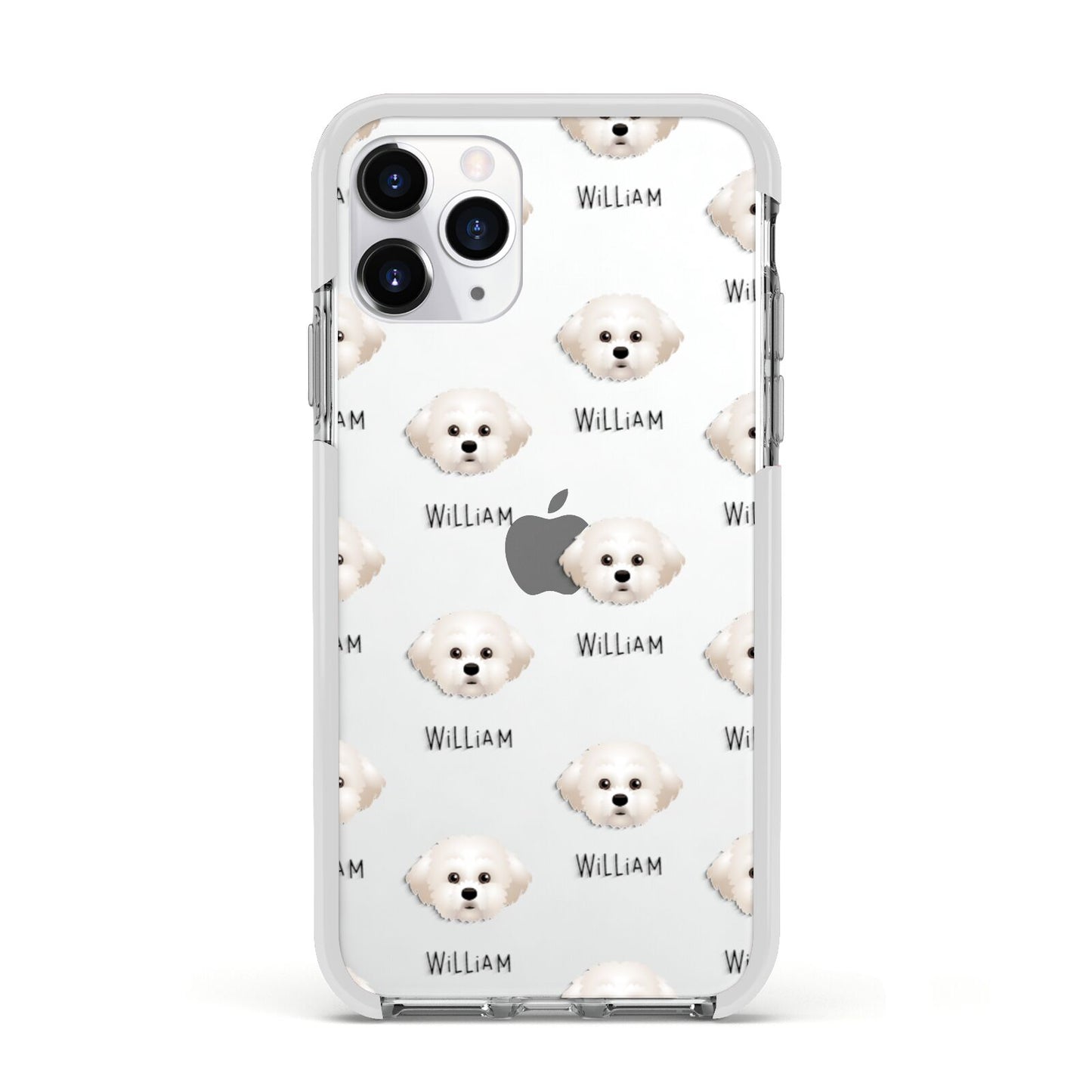 Maltichon Icon with Name Apple iPhone 11 Pro in Silver with White Impact Case