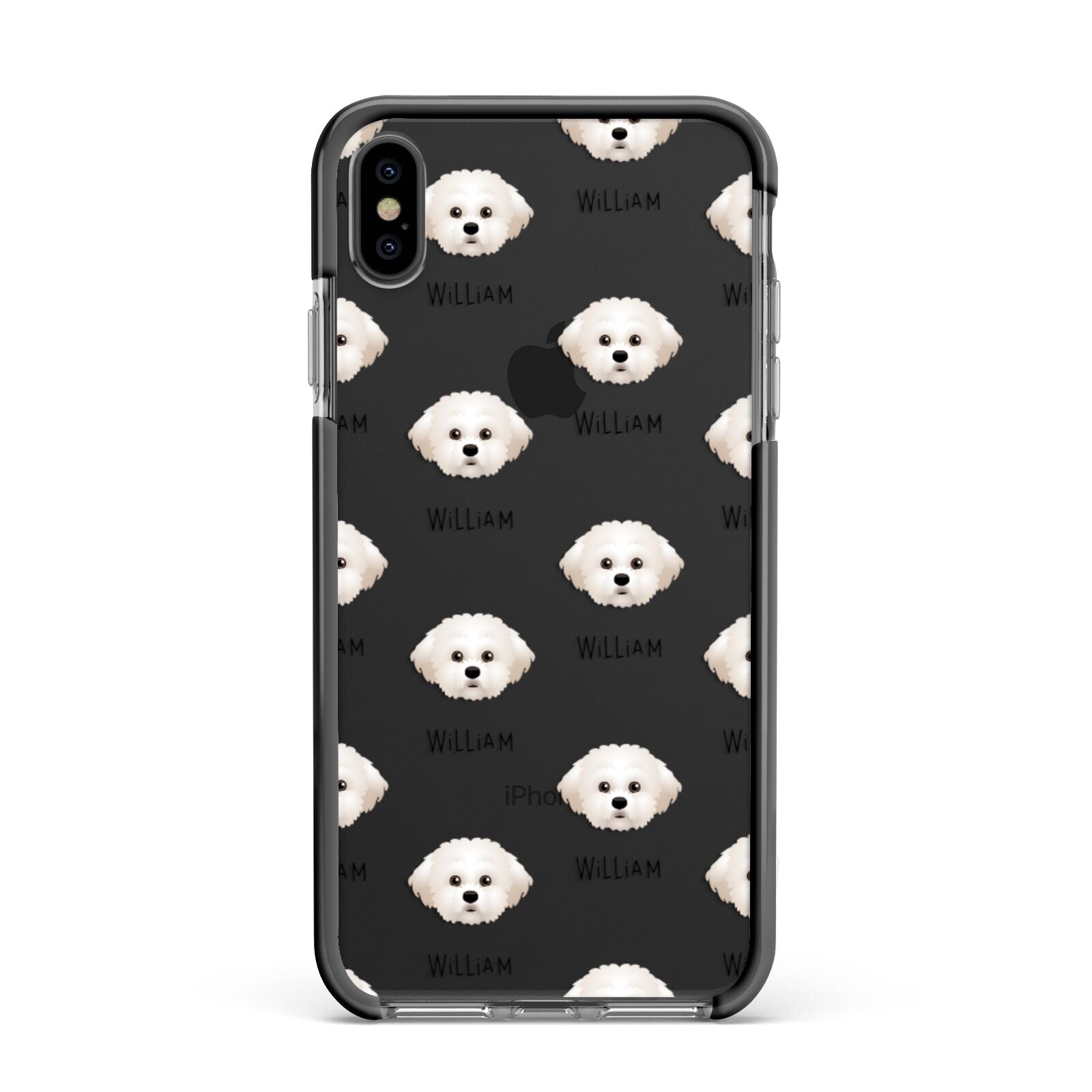 Maltichon Icon with Name Apple iPhone Xs Max Impact Case Black Edge on Black Phone