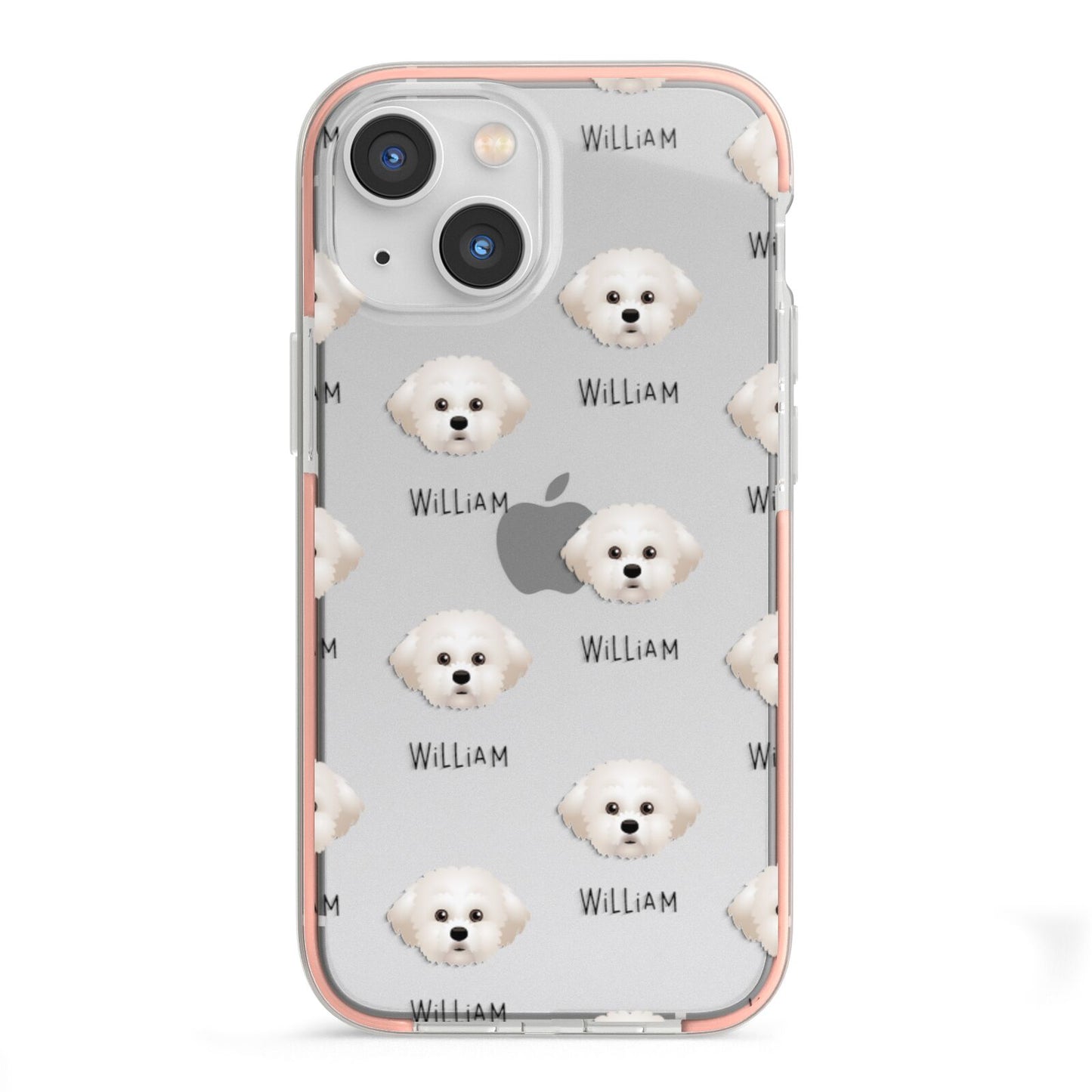 Maltichon Icon with Name iPhone 13 Mini TPU Impact Case with Pink Edges