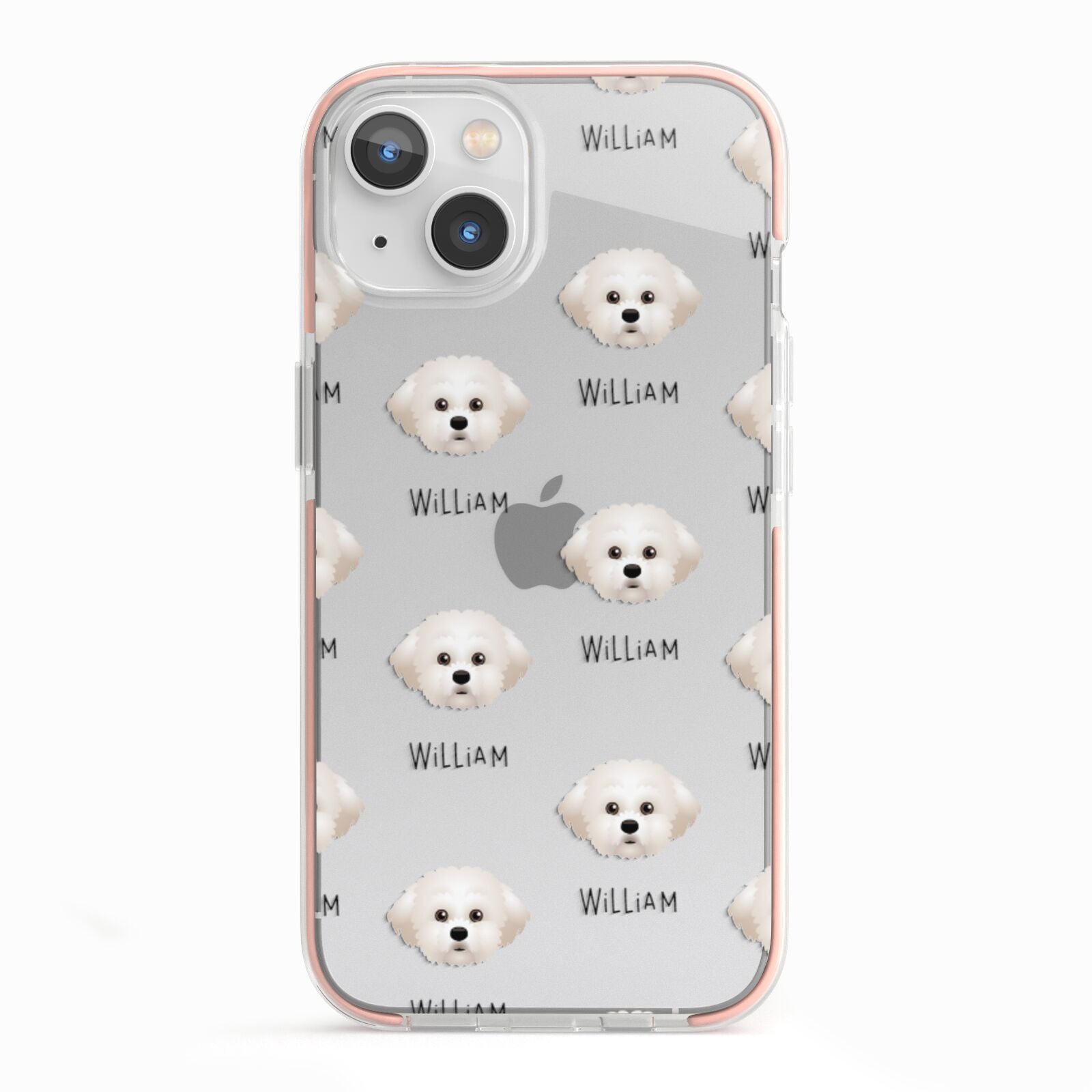 Maltichon Icon with Name iPhone 13 TPU Impact Case with Pink Edges