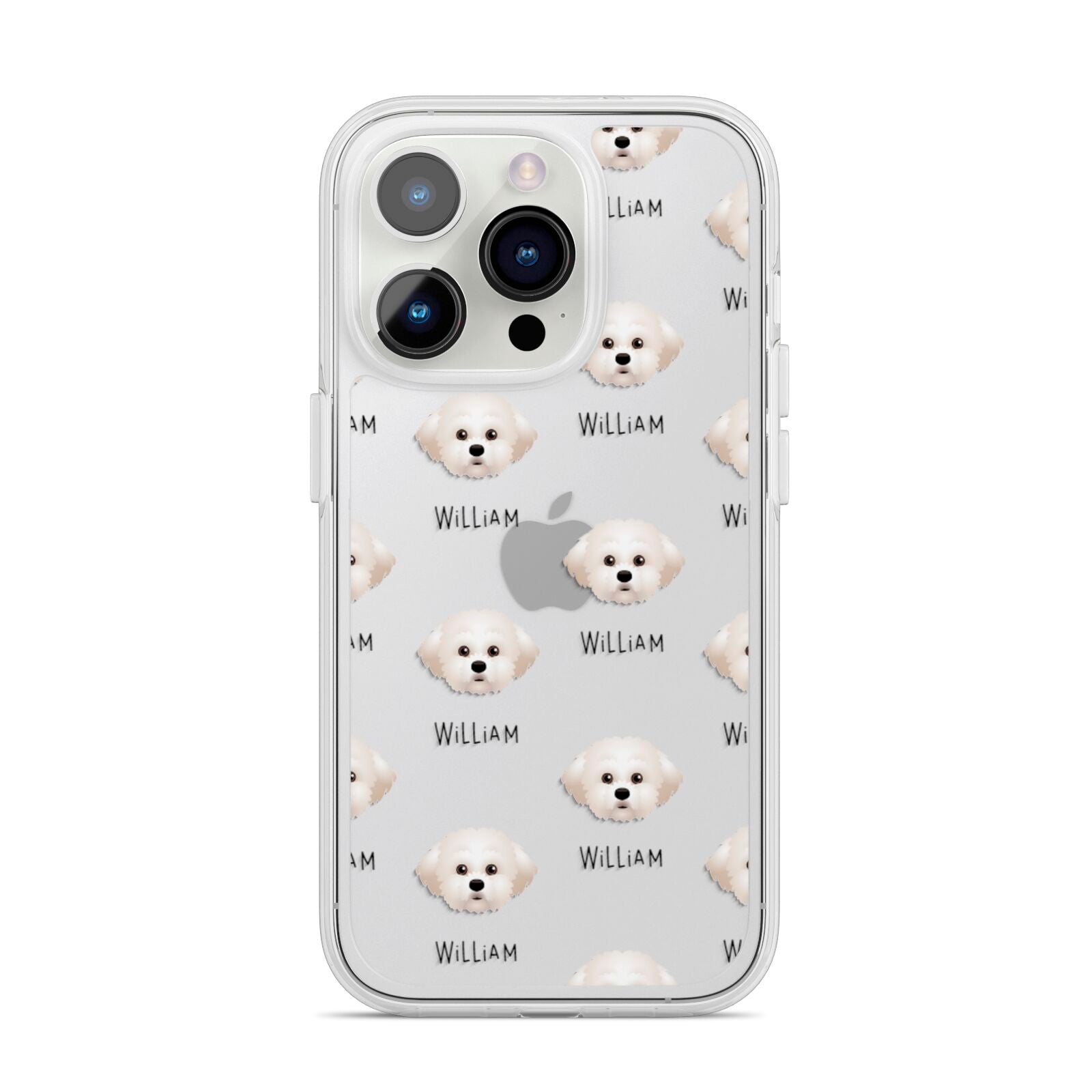 Maltichon Icon with Name iPhone 14 Pro Clear Tough Case Silver