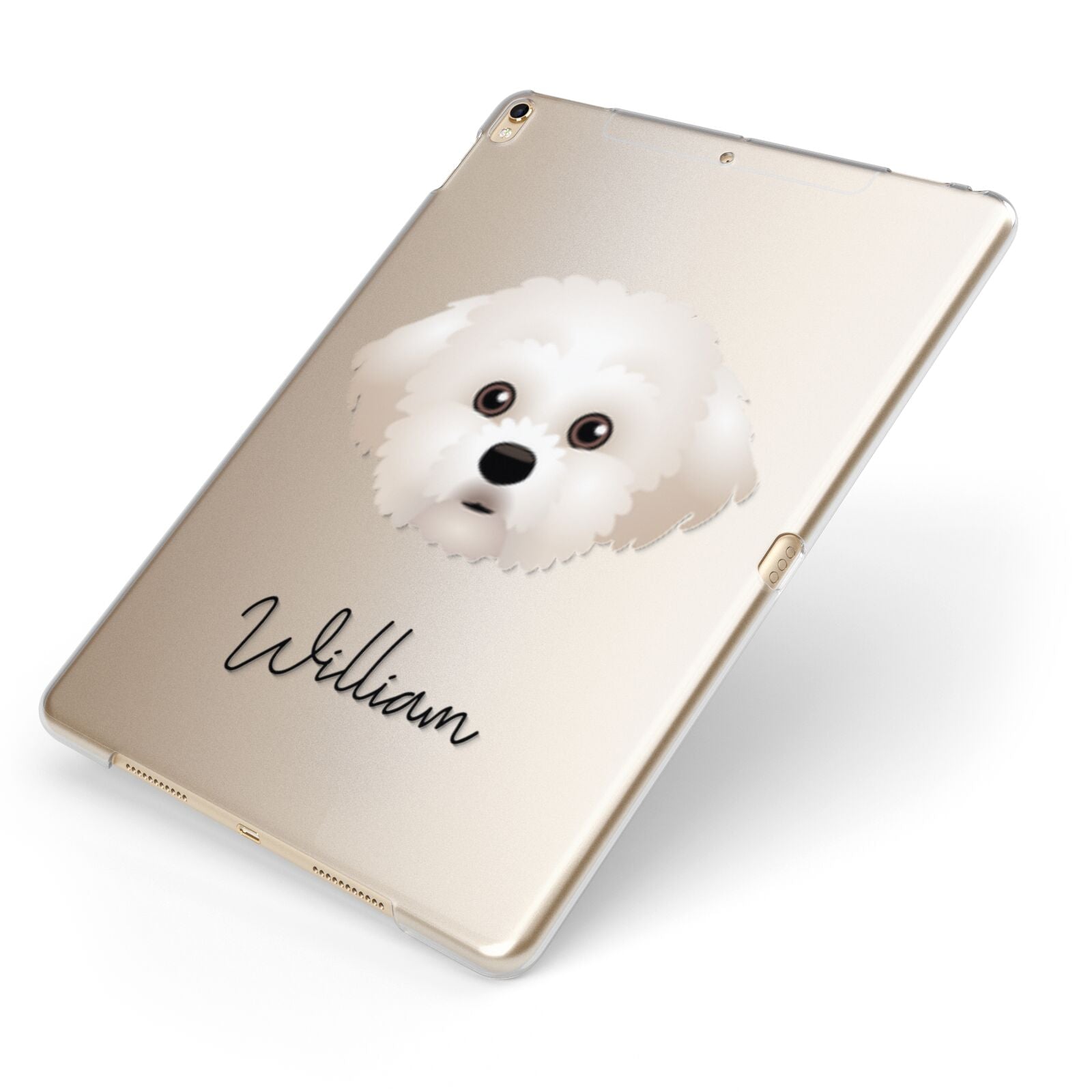 Maltichon Personalised Apple iPad Case on Gold iPad Side View