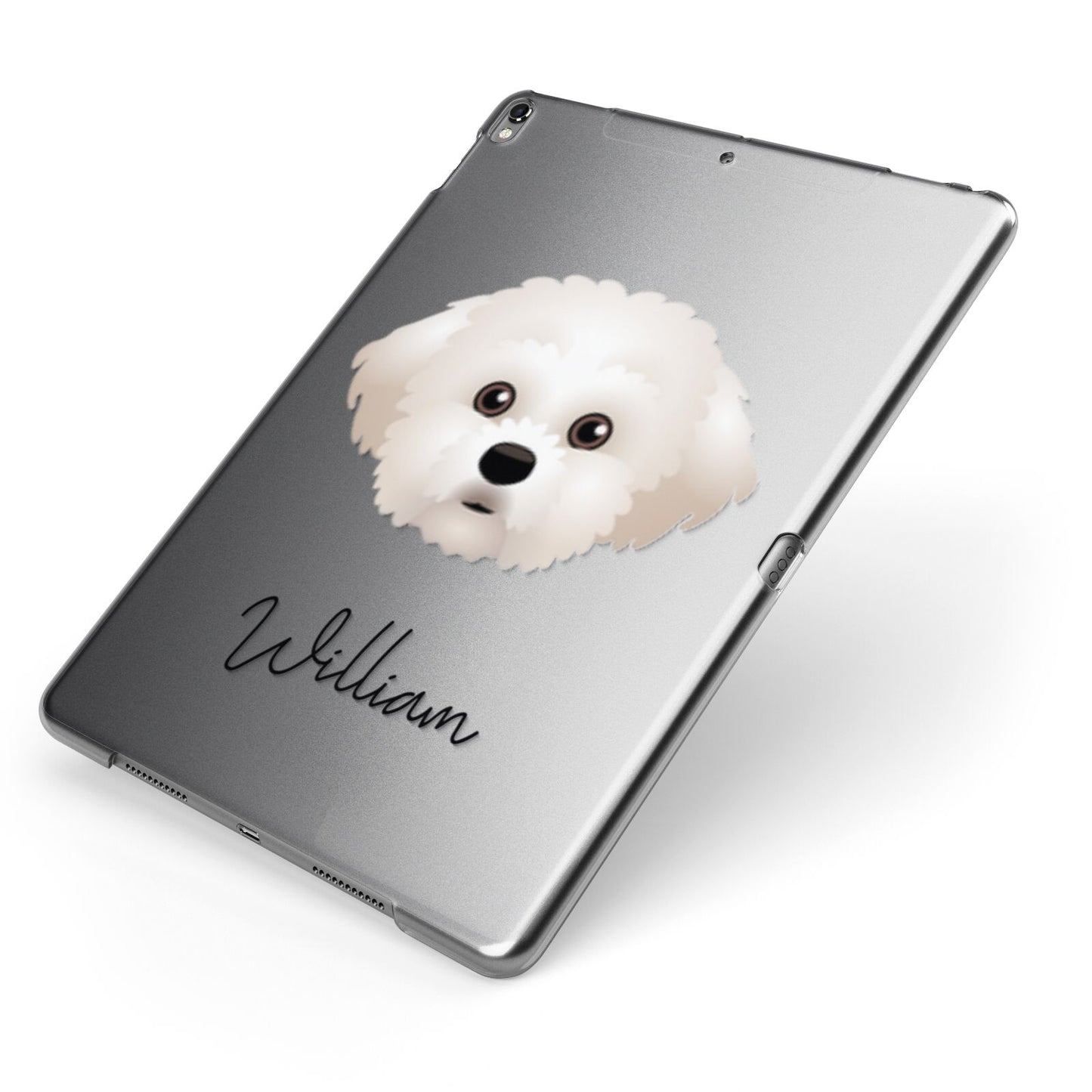 Maltichon Personalised Apple iPad Case on Grey iPad Side View