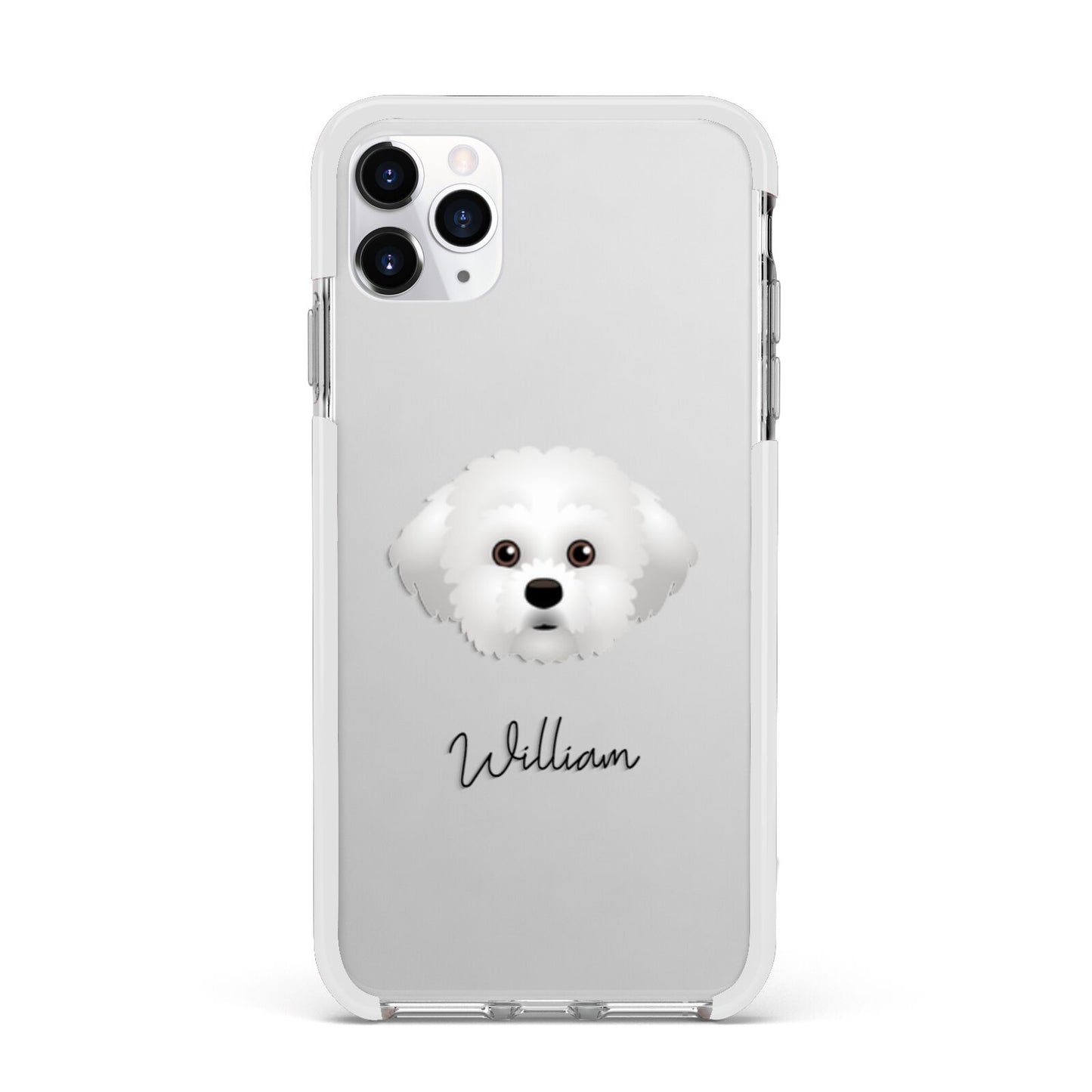 Maltichon Personalised Apple iPhone 11 Pro Max in Silver with White Impact Case