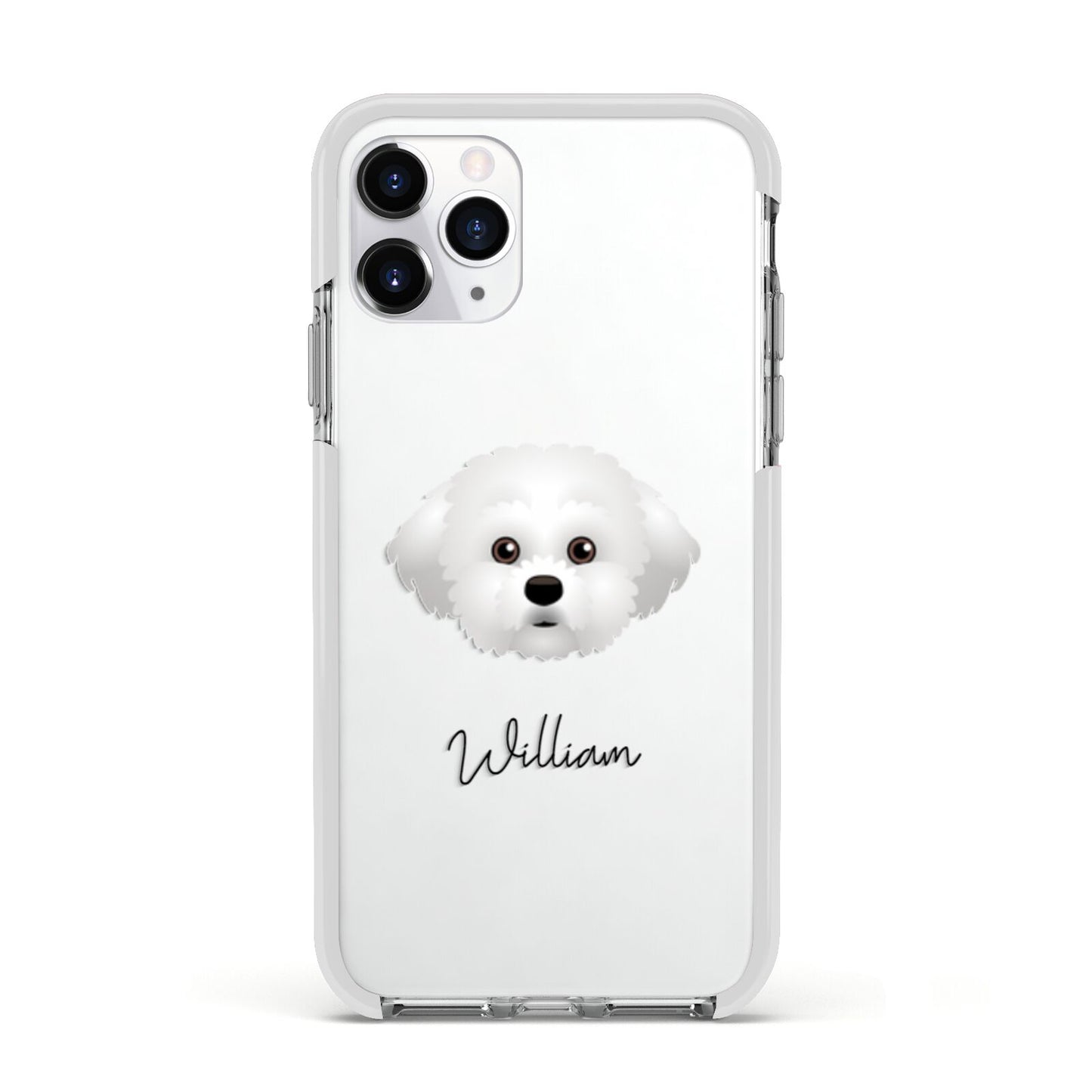 Maltichon Personalised Apple iPhone 11 Pro in Silver with White Impact Case