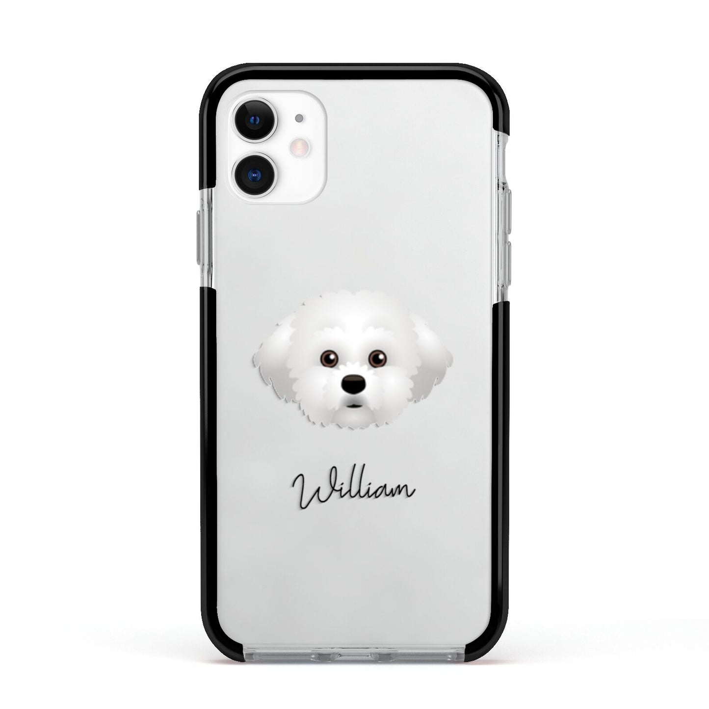Maltichon Personalised Apple iPhone 11 in White with Black Impact Case