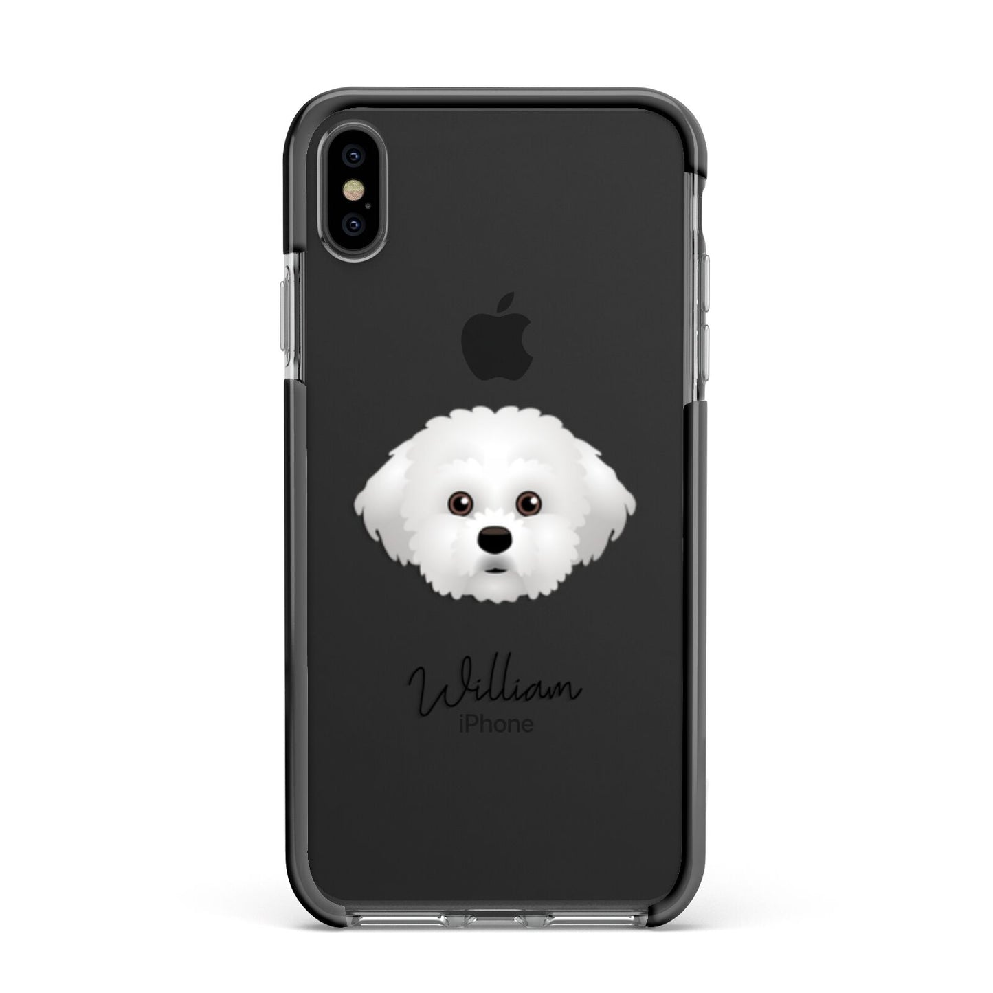 Maltichon Personalised Apple iPhone Xs Max Impact Case Black Edge on Black Phone