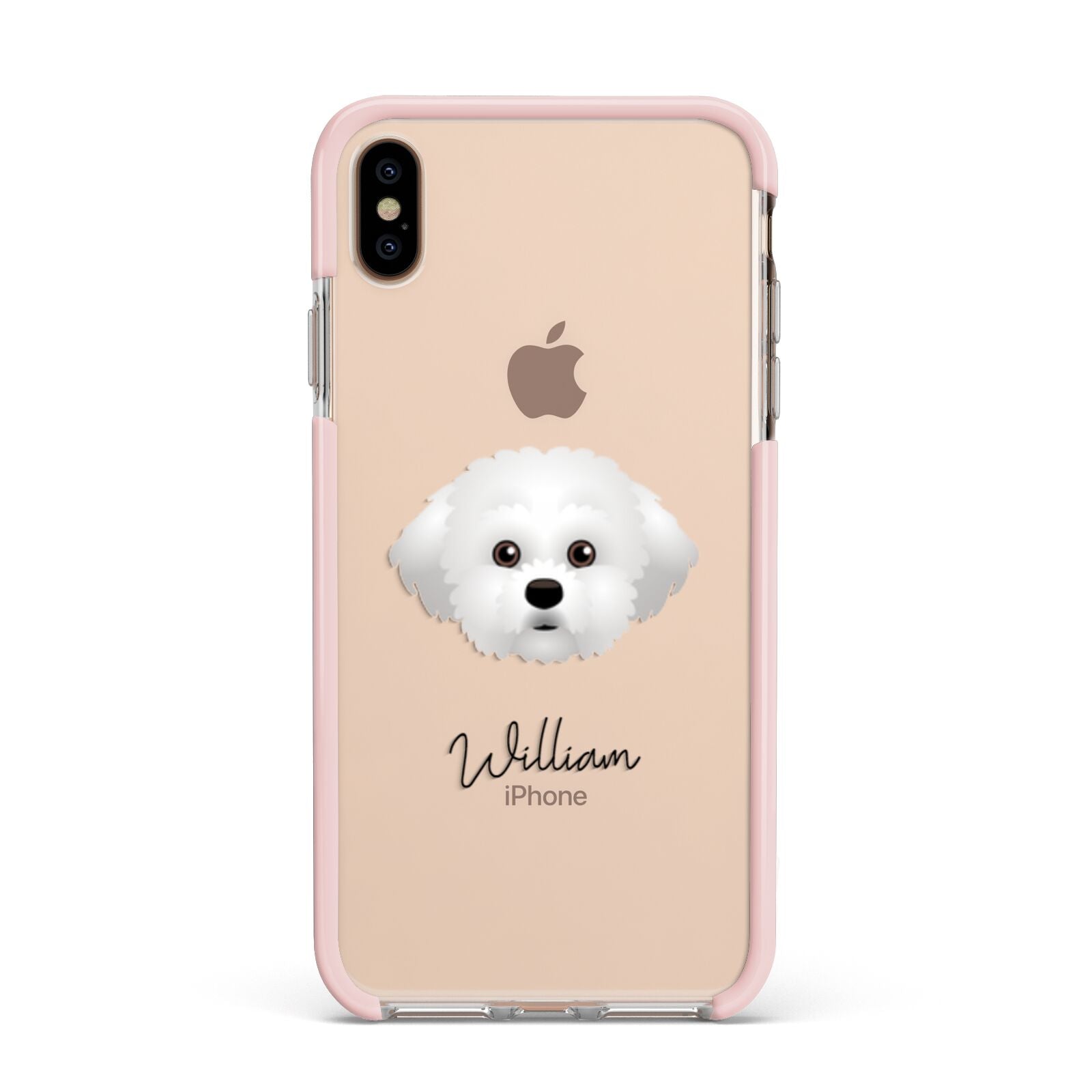Maltichon Personalised Apple iPhone Xs Max Impact Case Pink Edge on Gold Phone
