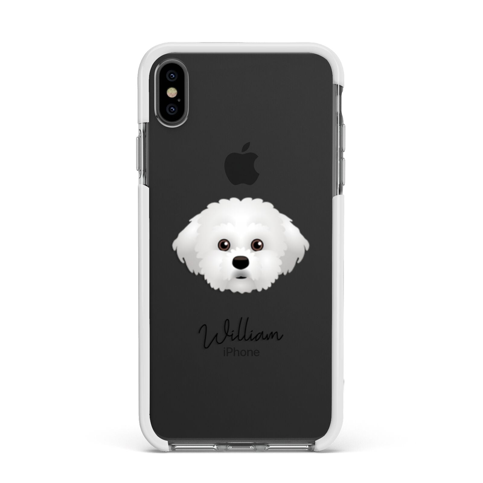 Maltichon Personalised Apple iPhone Xs Max Impact Case White Edge on Black Phone