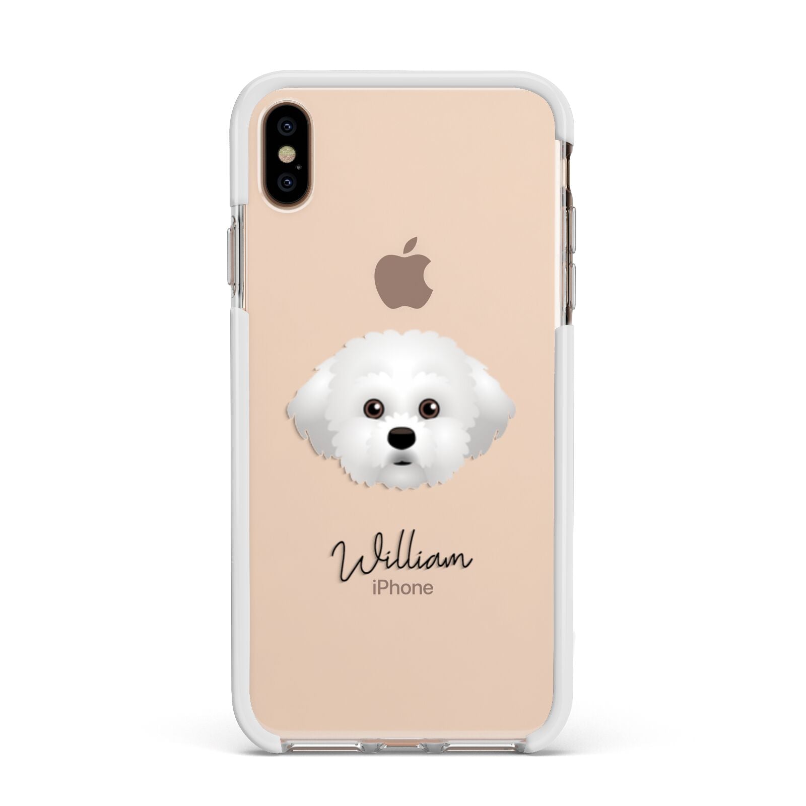 Maltichon Personalised Apple iPhone Xs Max Impact Case White Edge on Gold Phone