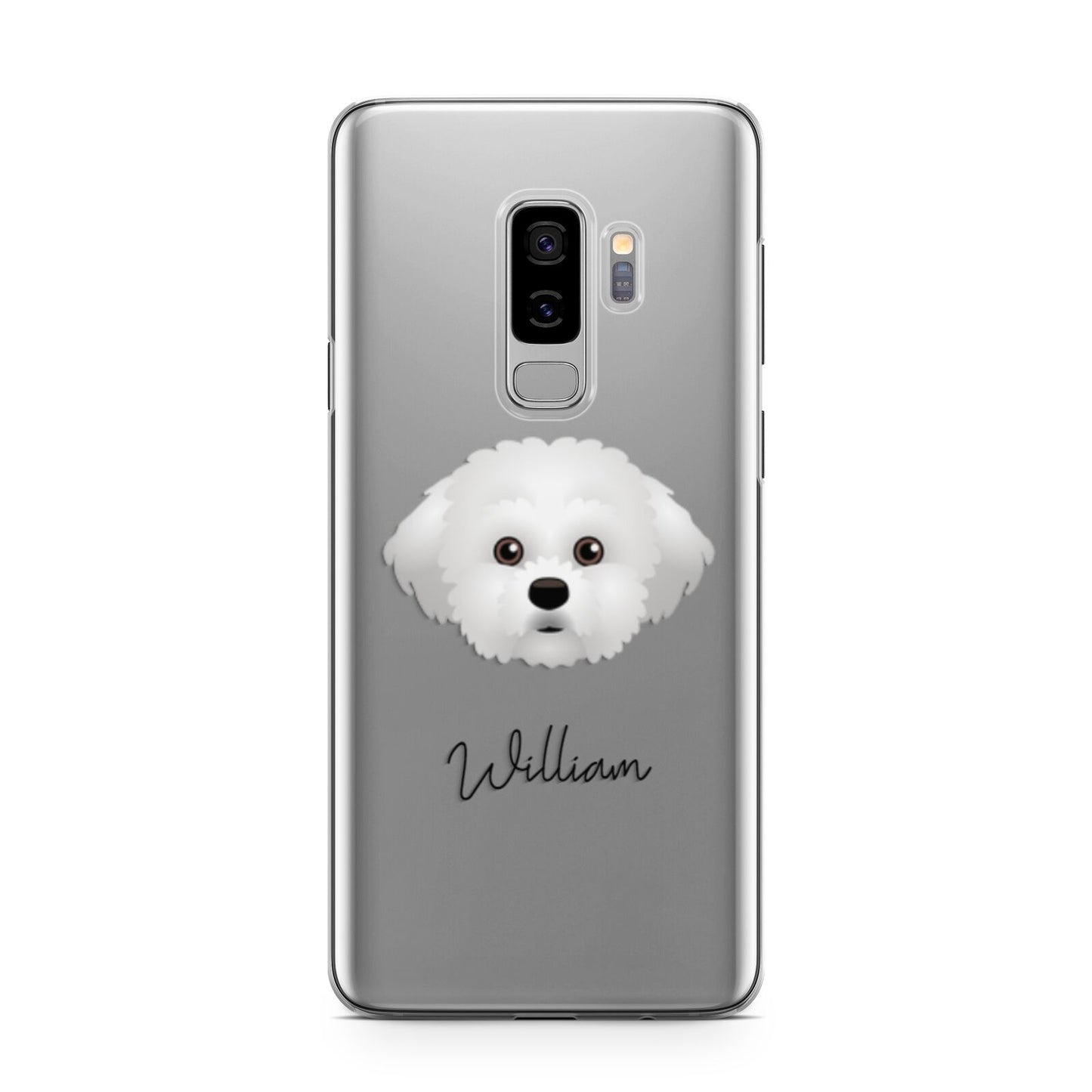 Maltichon Personalised Samsung Galaxy S9 Plus Case on Silver phone