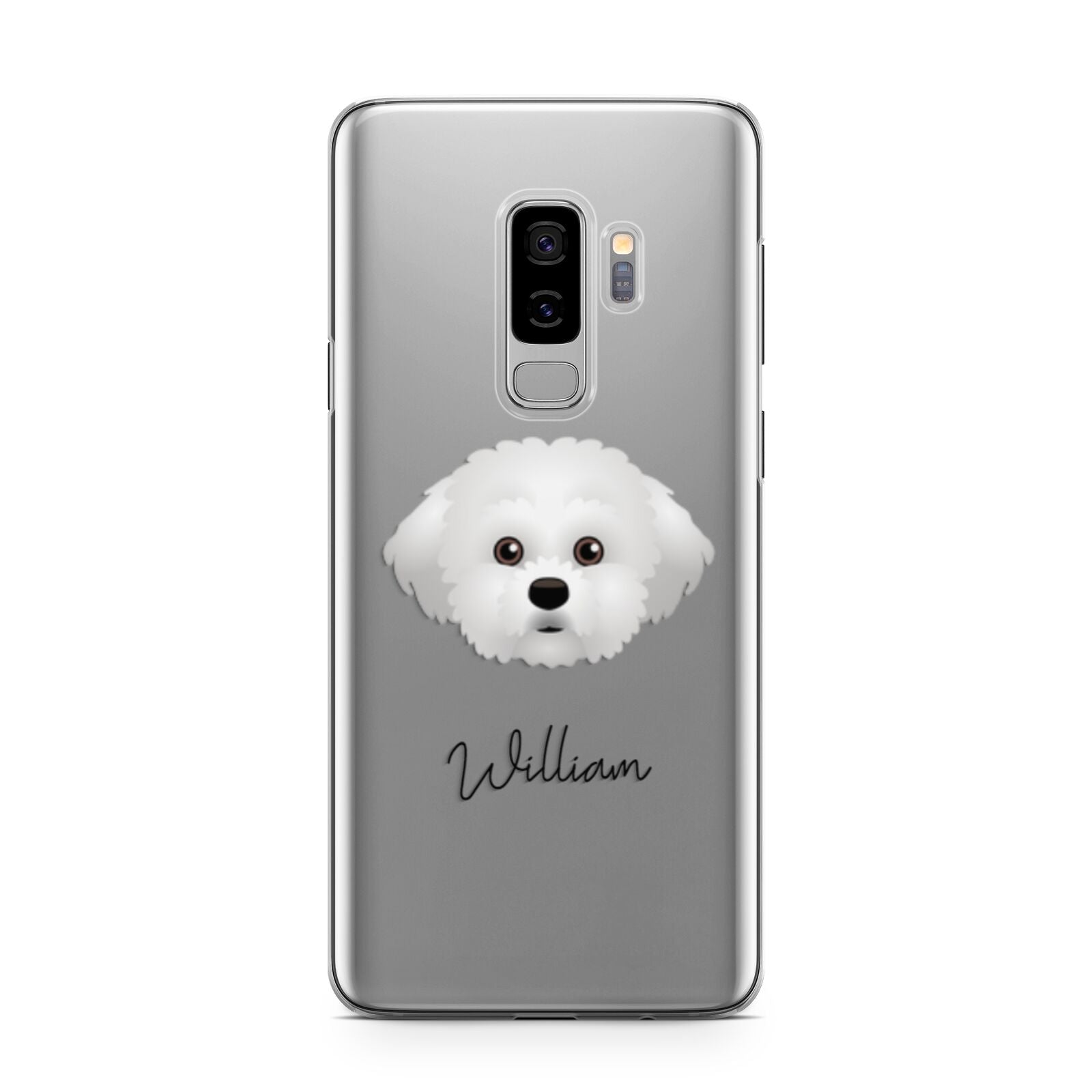 Maltichon Personalised Samsung Galaxy S9 Plus Case on Silver phone