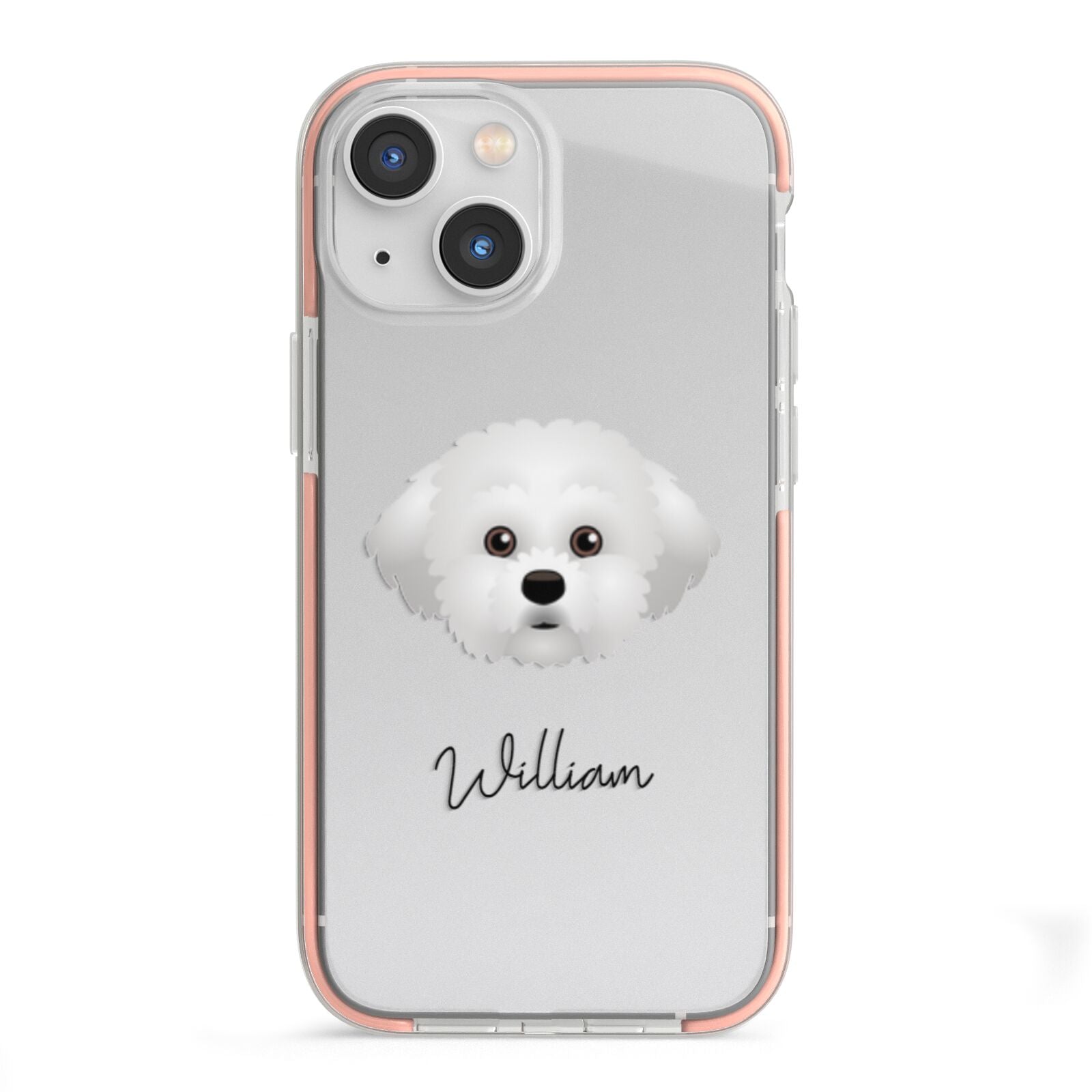 Maltichon Personalised iPhone 13 Mini TPU Impact Case with Pink Edges