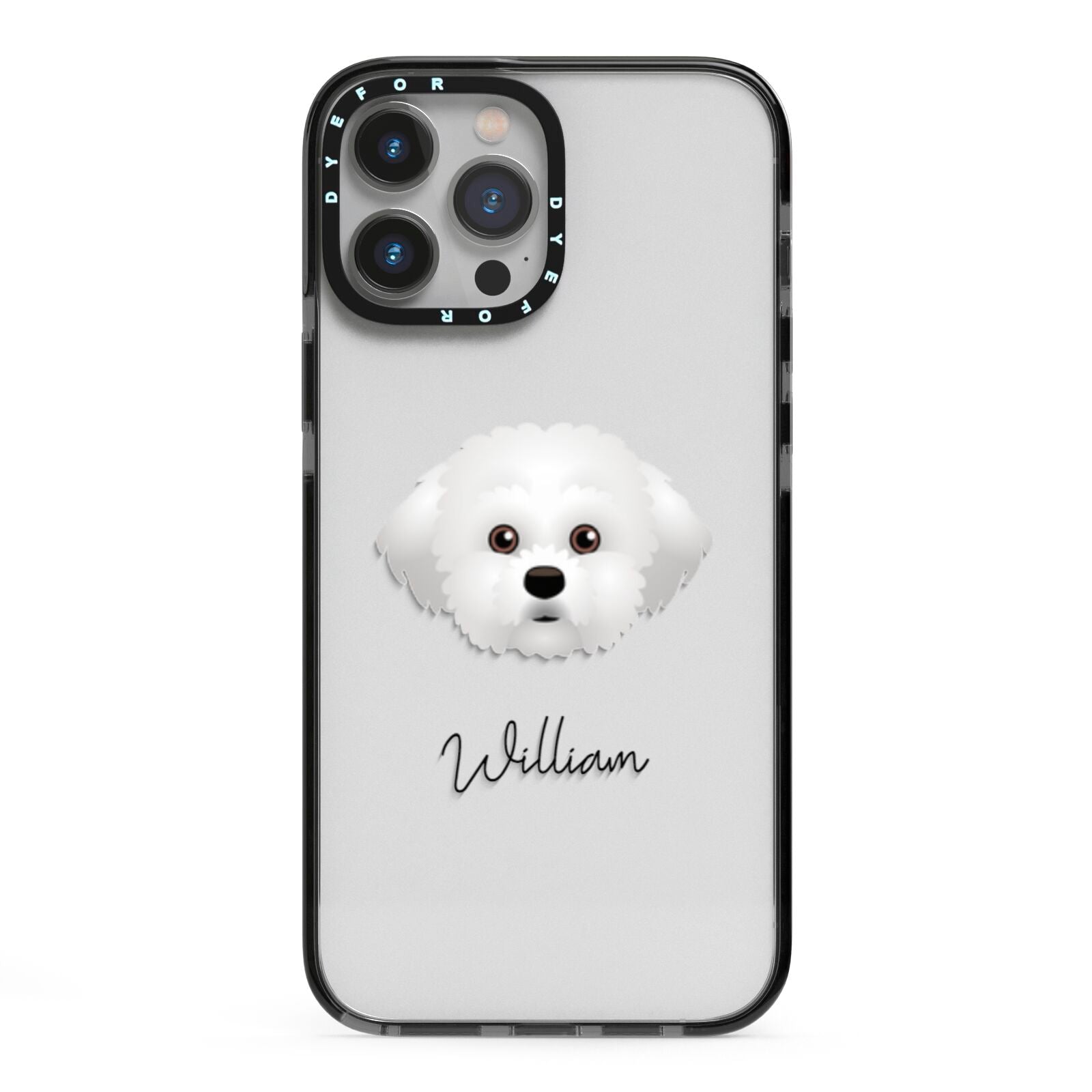 Maltichon Personalised iPhone 13 Pro Max Black Impact Case on Silver phone