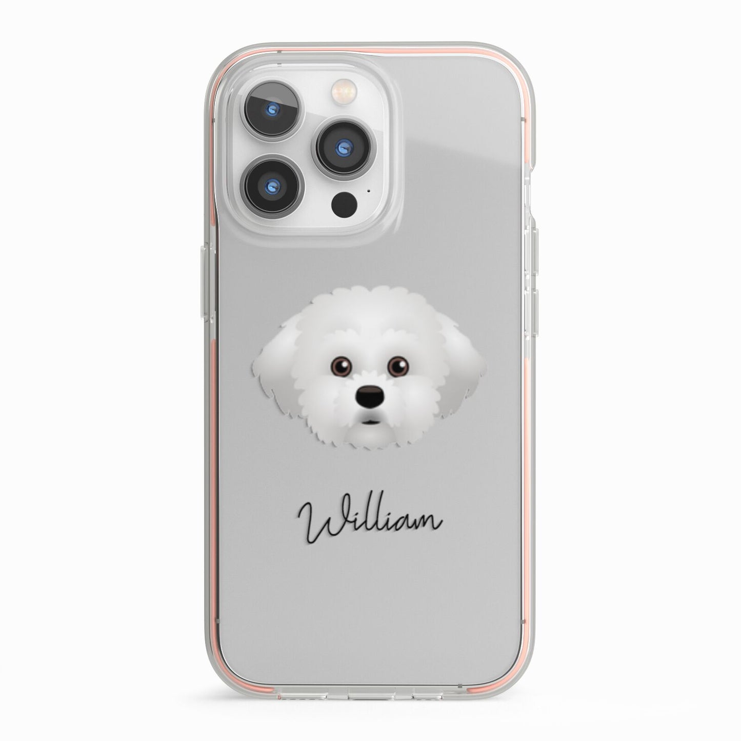 Maltichon Personalised iPhone 13 Pro TPU Impact Case with Pink Edges