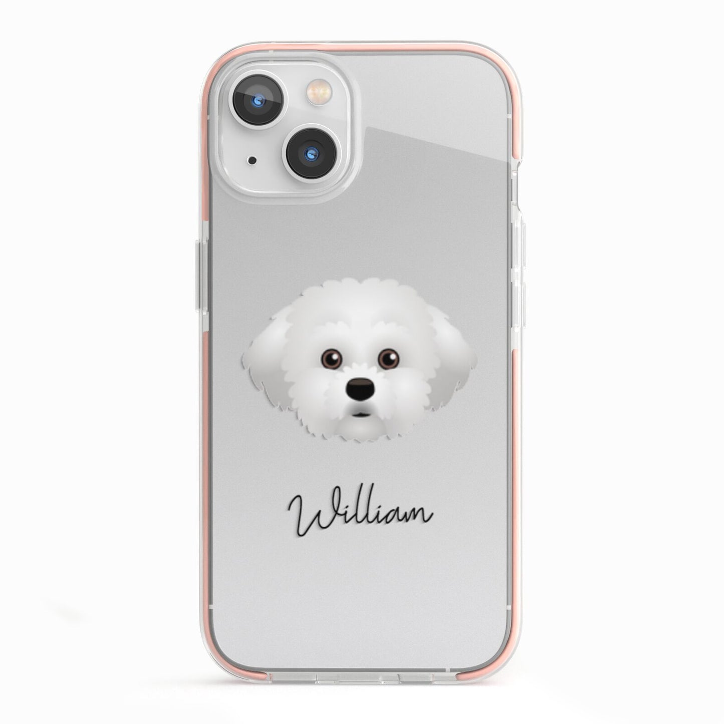 Maltichon Personalised iPhone 13 TPU Impact Case with Pink Edges