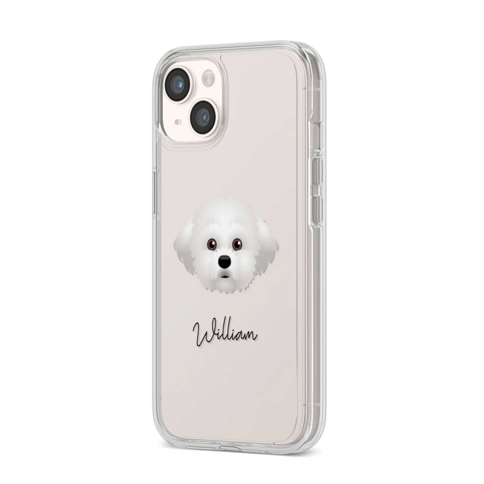 Maltichon Personalised iPhone 14 Clear Tough Case Starlight Angled Image