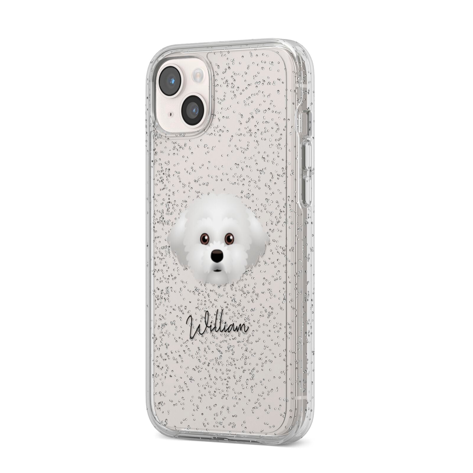 Maltichon Personalised iPhone 14 Plus Glitter Tough Case Starlight Angled Image