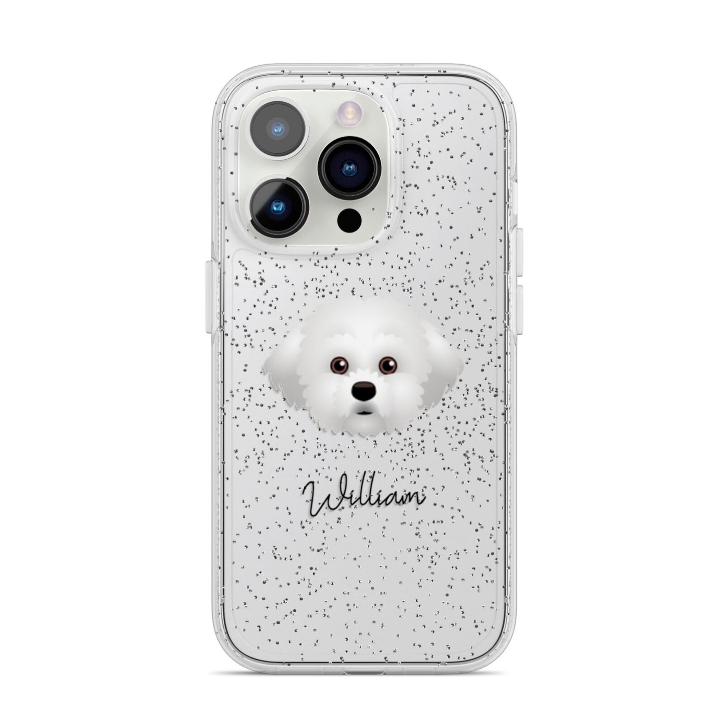Maltichon Personalised iPhone 14 Pro Glitter Tough Case Silver