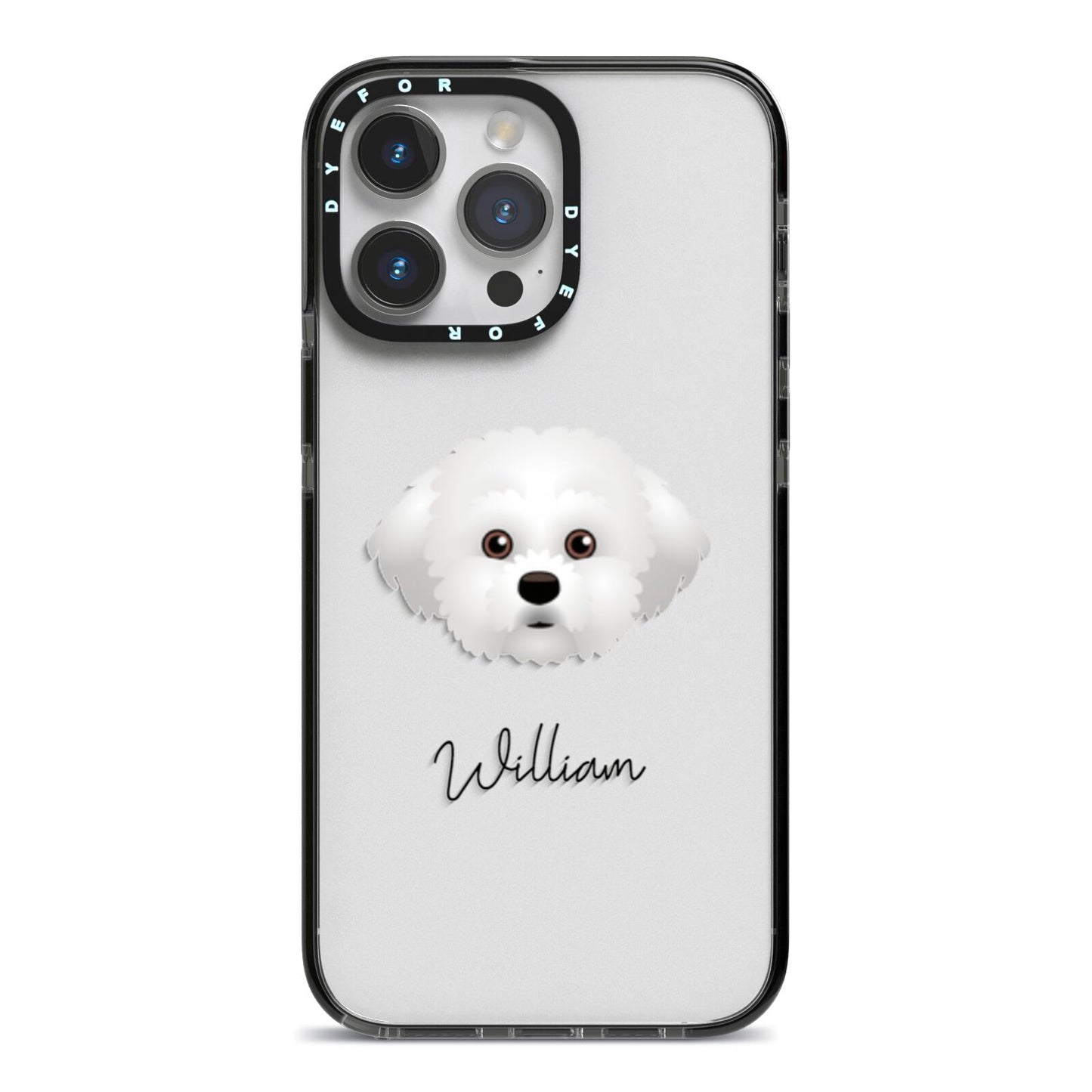 Maltichon Personalised iPhone 14 Pro Max Black Impact Case on Silver phone