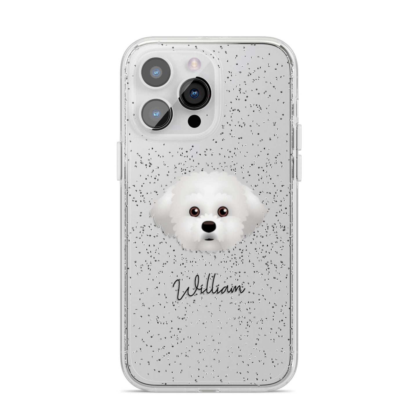 Maltichon Personalised iPhone 14 Pro Max Glitter Tough Case Silver