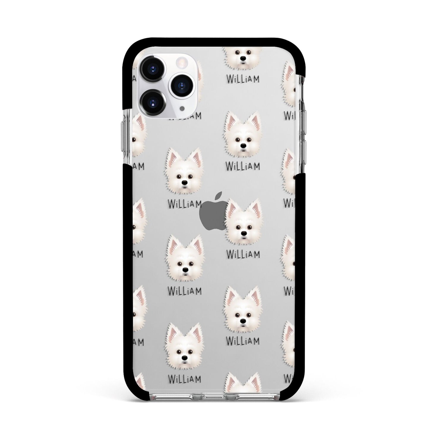 Maltipom Icon with Name Apple iPhone 11 Pro Max in Silver with Black Impact Case