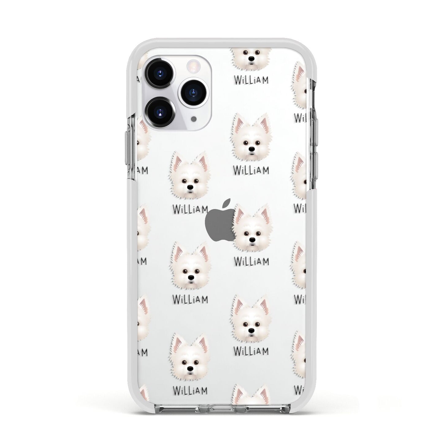 Maltipom Icon with Name Apple iPhone 11 Pro in Silver with White Impact Case