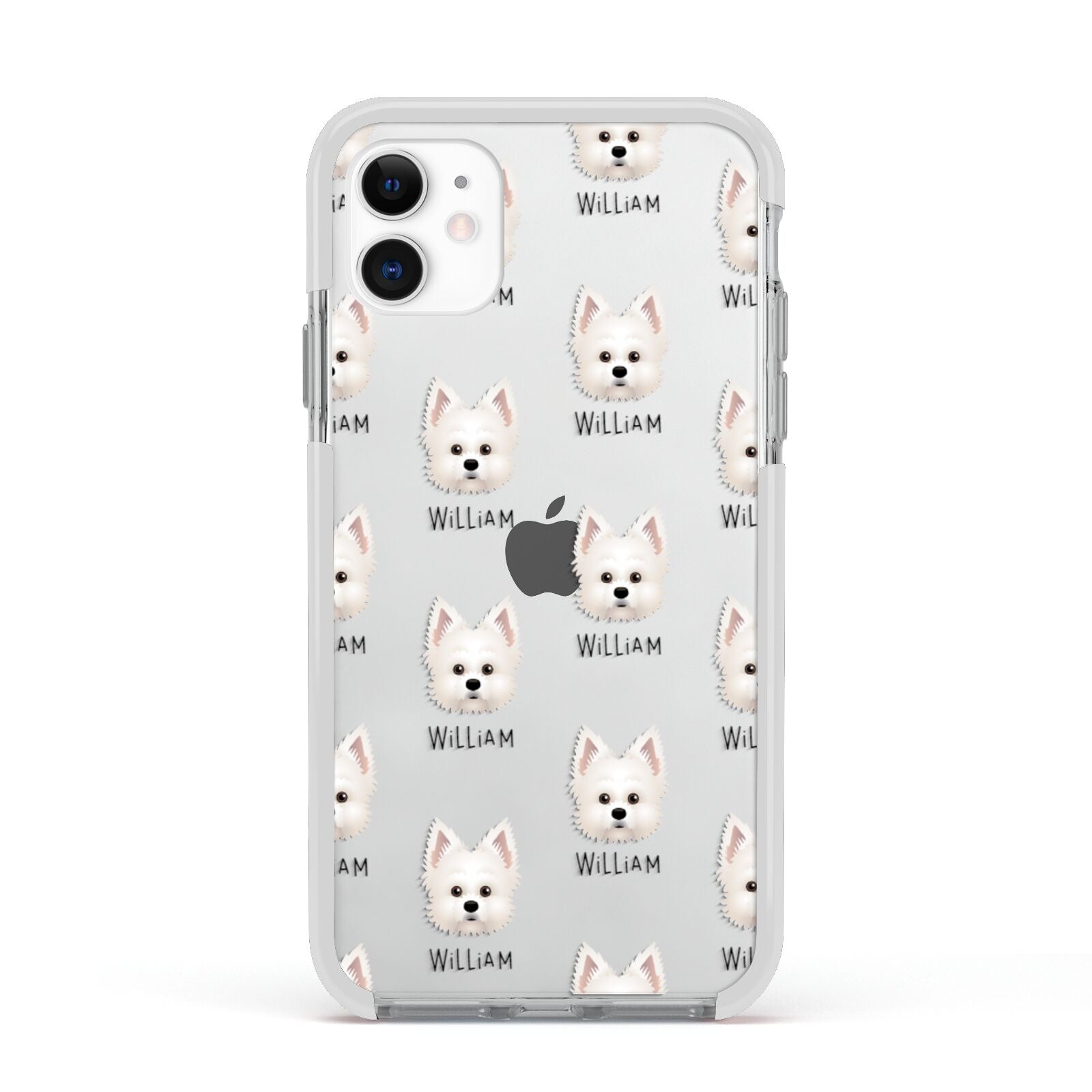 Maltipom Icon with Name Apple iPhone 11 in White with White Impact Case