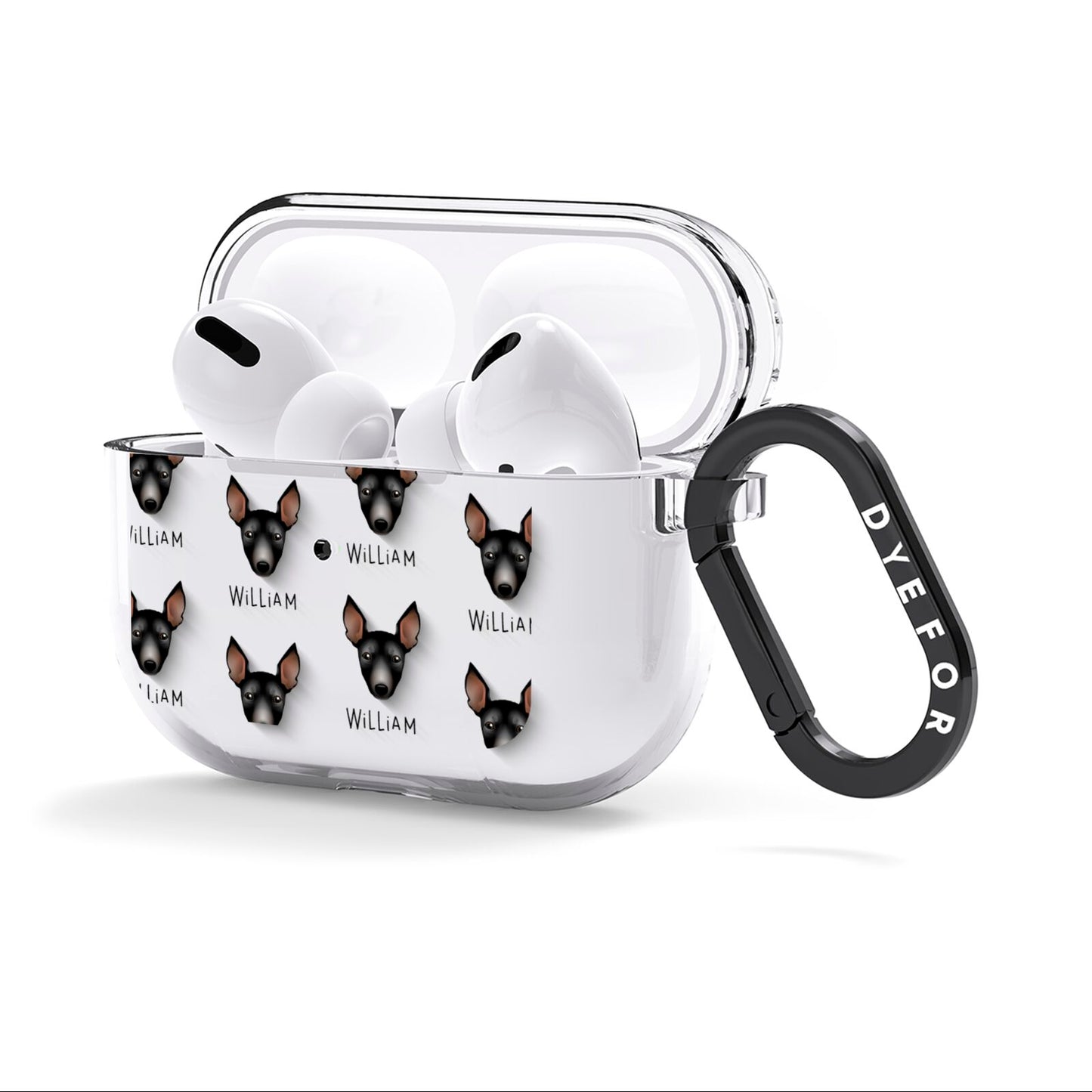 Manchester Terrier Icon with Name AirPods Clear Case 3rd Gen Side Image