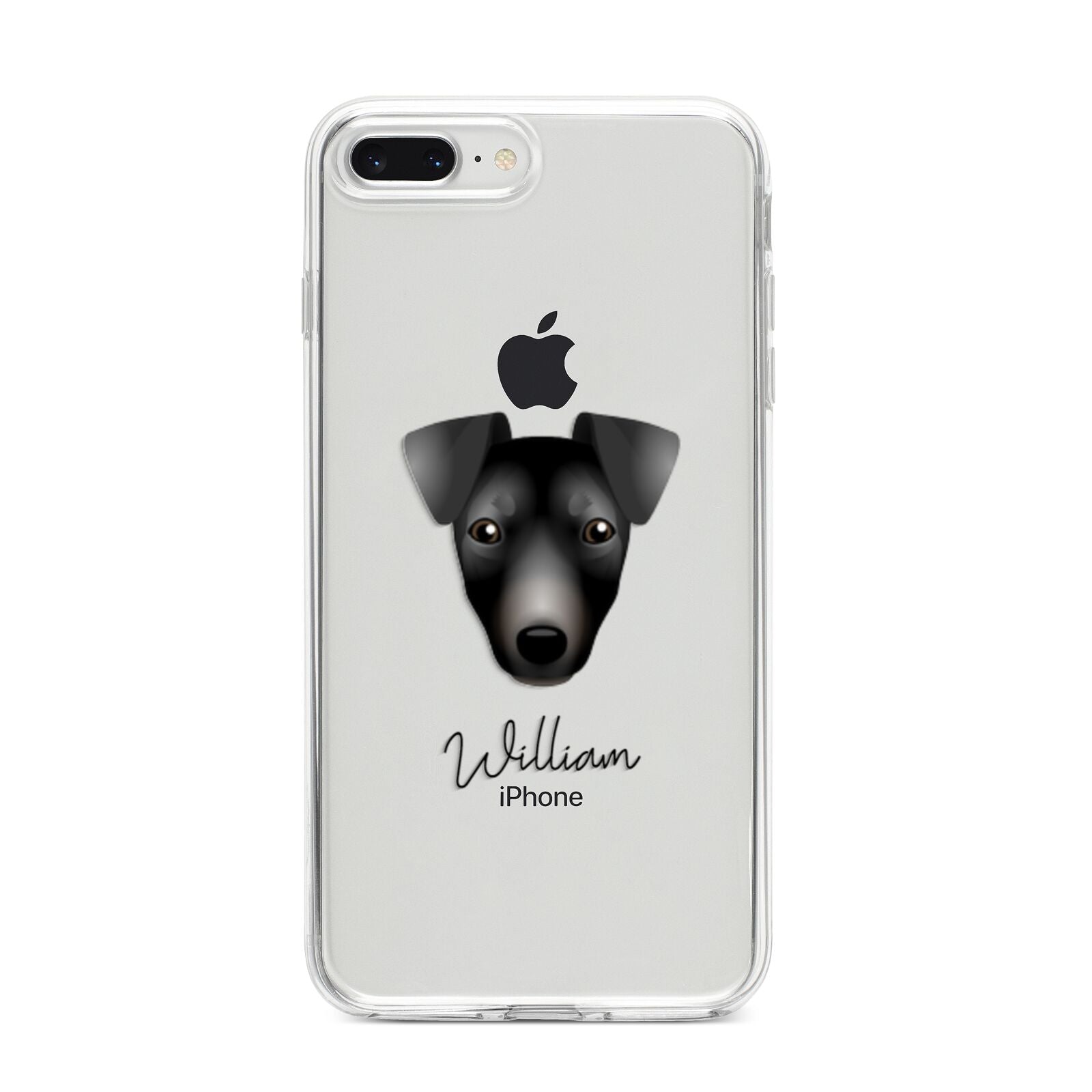 Manchester Terrier Personalised iPhone 8 Plus Bumper Case on Silver iPhone