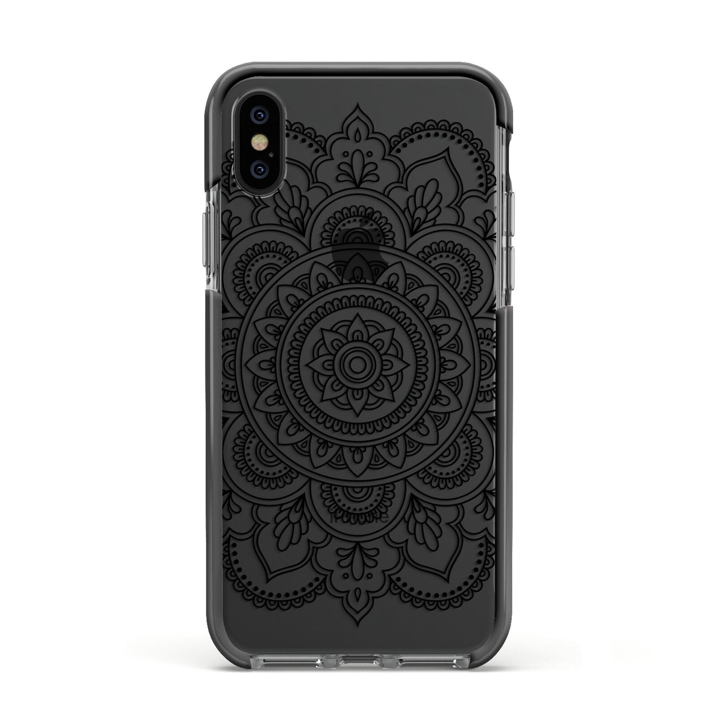 Mandala Apple iPhone Xs Impact Case Black Edge on Black Phone