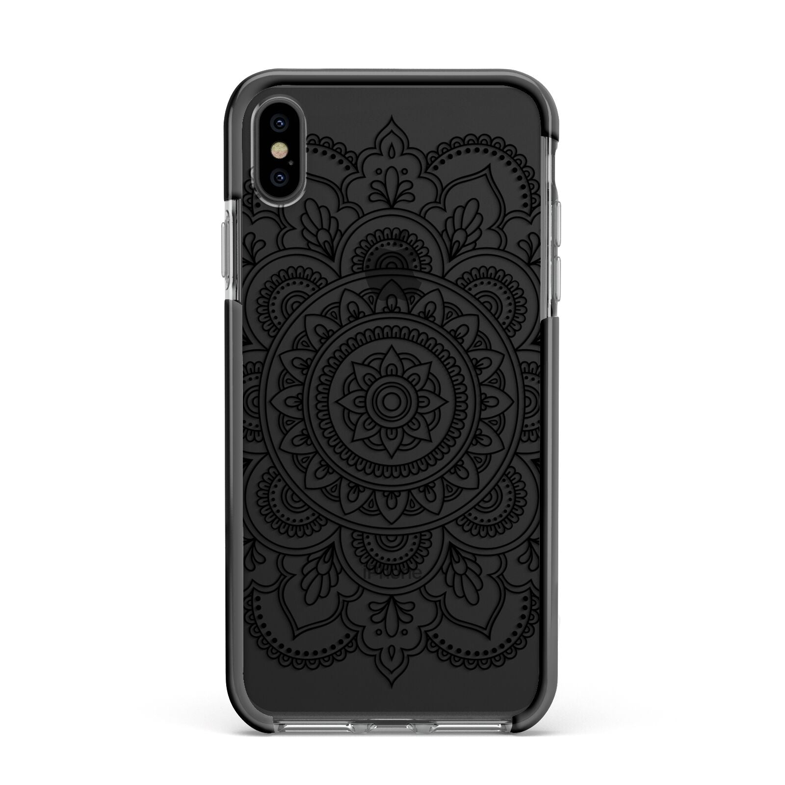 Mandala Apple iPhone Xs Max Impact Case Black Edge on Black Phone