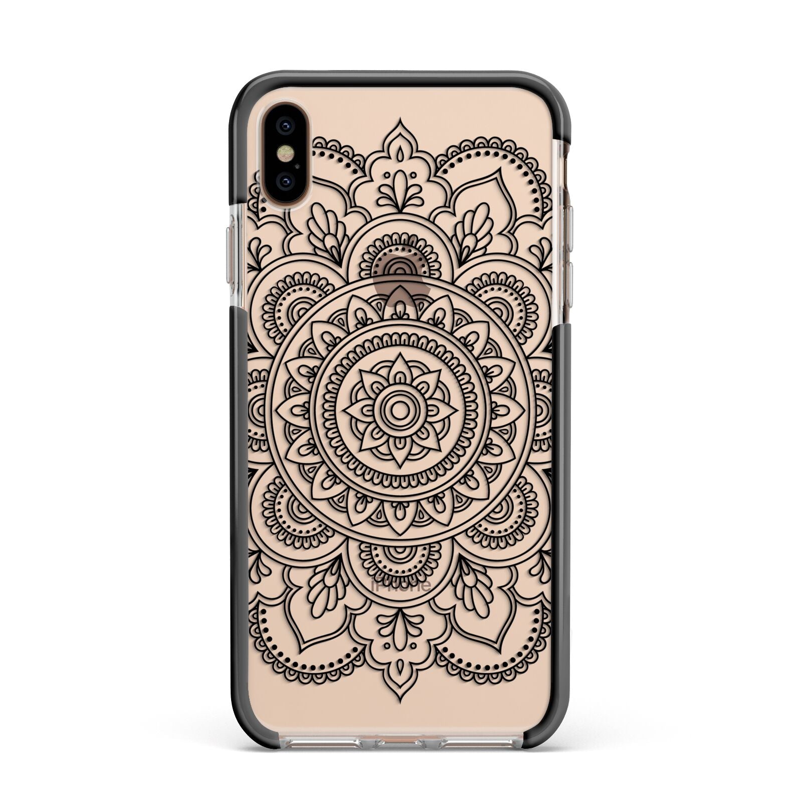 Mandala Apple iPhone Xs Max Impact Case Black Edge on Gold Phone